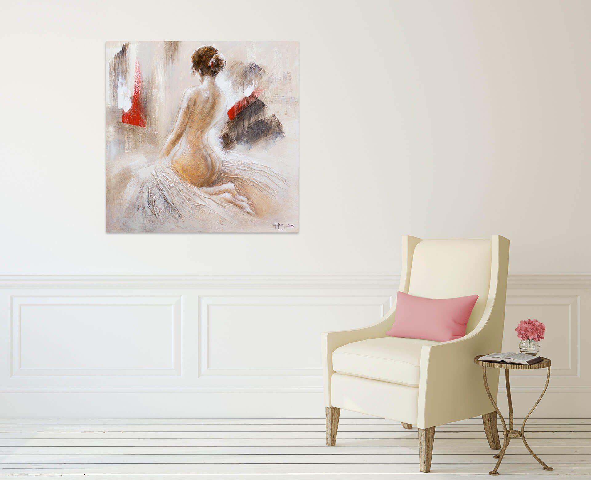 cm, Gemälde KUNSTLOFT 100% Verführungskünste Wohnzimmer Wandbild HANDGEMALT 80x80 Leinwandbild