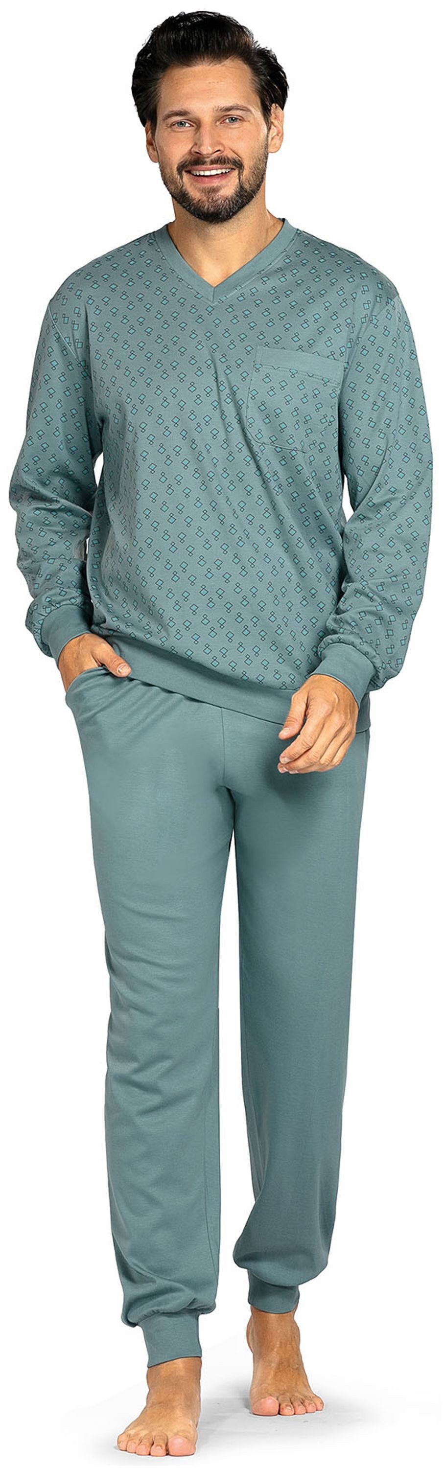 Comte Schlafanzug Gentle Frost (Set, 2 tlg., 2-teilig) Herren Pyjama lang Langarm Interlock Baumwolle große Größen