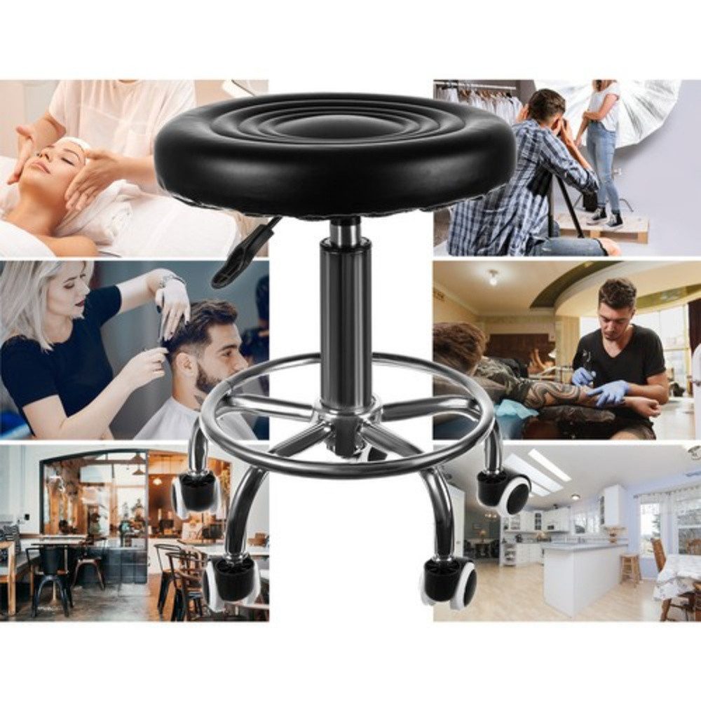 Beautylushh Arbeitshocker Friseurhocker Hocker Friseur (Spar-Set, 1 St., einfach praktisch), Zusätzliches Rad zur Beinstütze – Bild 4 von 5