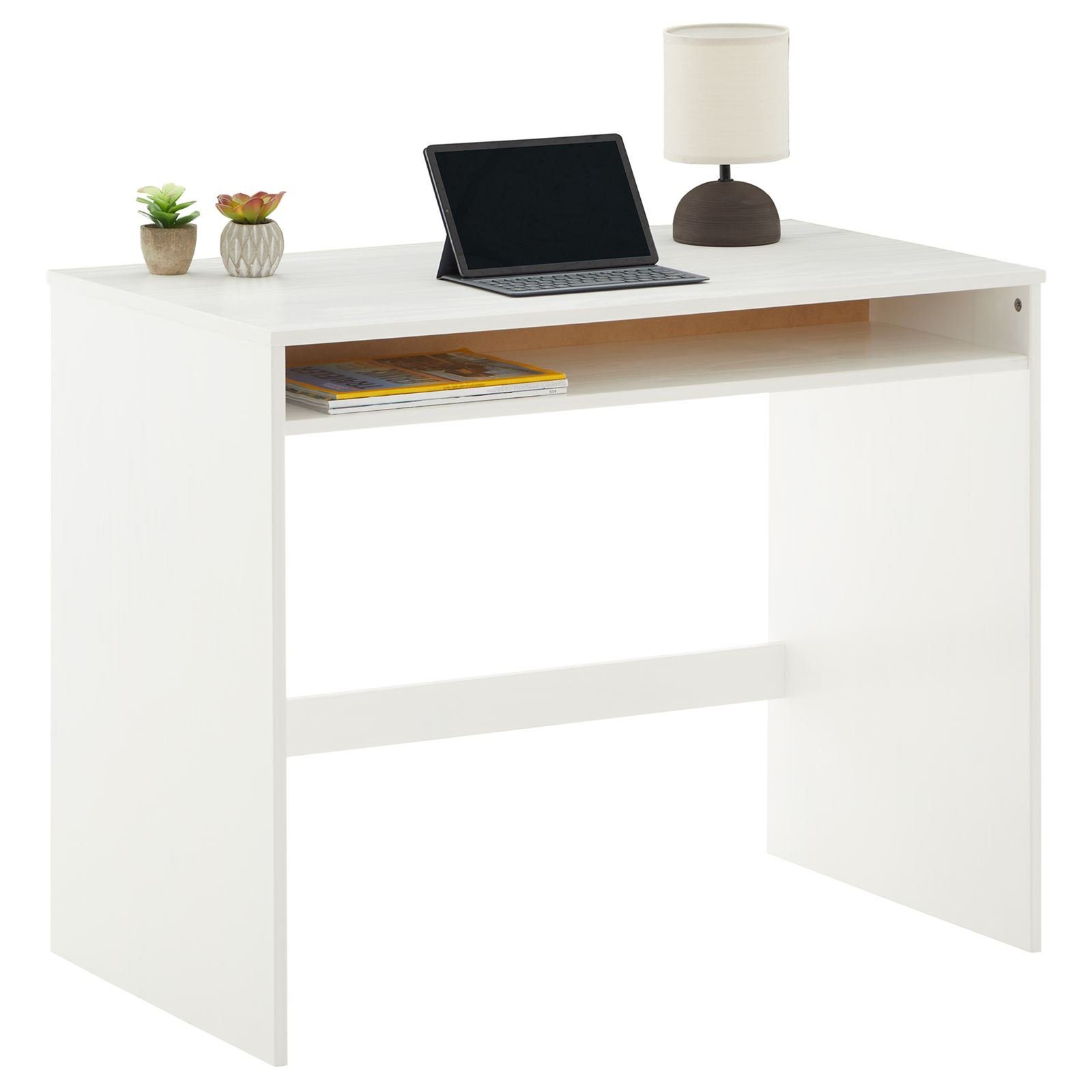 IDIMEX Schreibtisch ALICE, Schreibtisch Computertisch Bürotisch mit Ablagefach aus Kiefer massiv weiß
