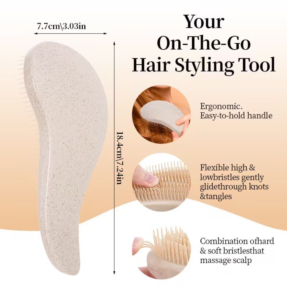 Montegoni Haarbürsten-Set Magic Entwirrbürste Beige Antistatik Paddle Haarbürste Nass Trocken, Einzelstück Paddle Bürste, Anti Statik, Air Cushion, flexible Borsten, langlebig