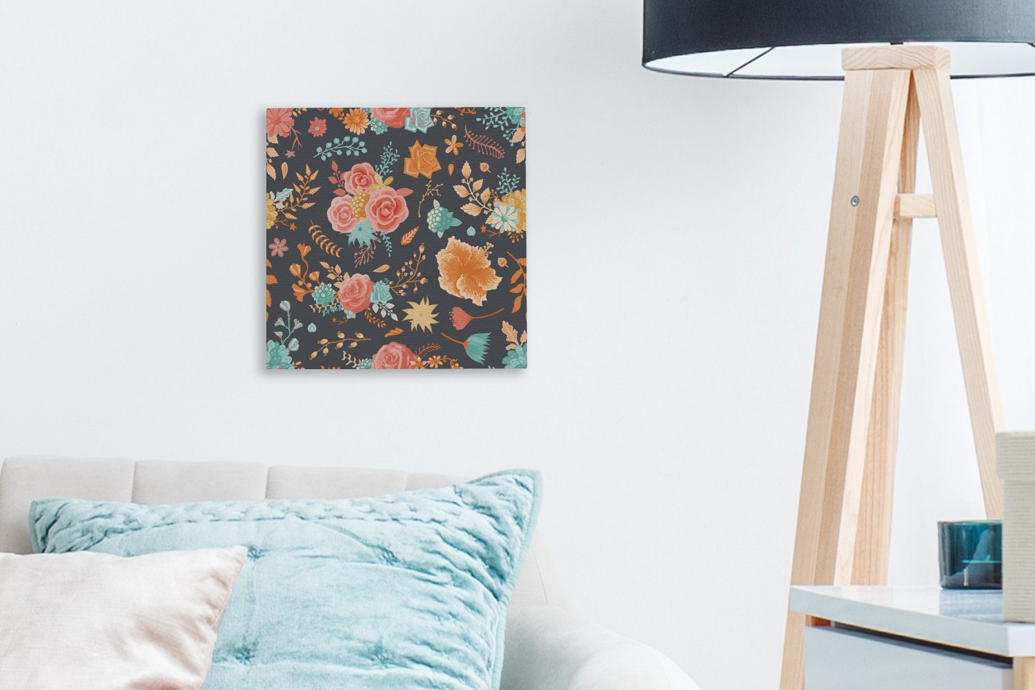 OneMillionCanvasses® Leinwandbild Natur - (1 - St), Wohnzimmer Schlafzimmer Muster Leinwand Bilder Blumen, für