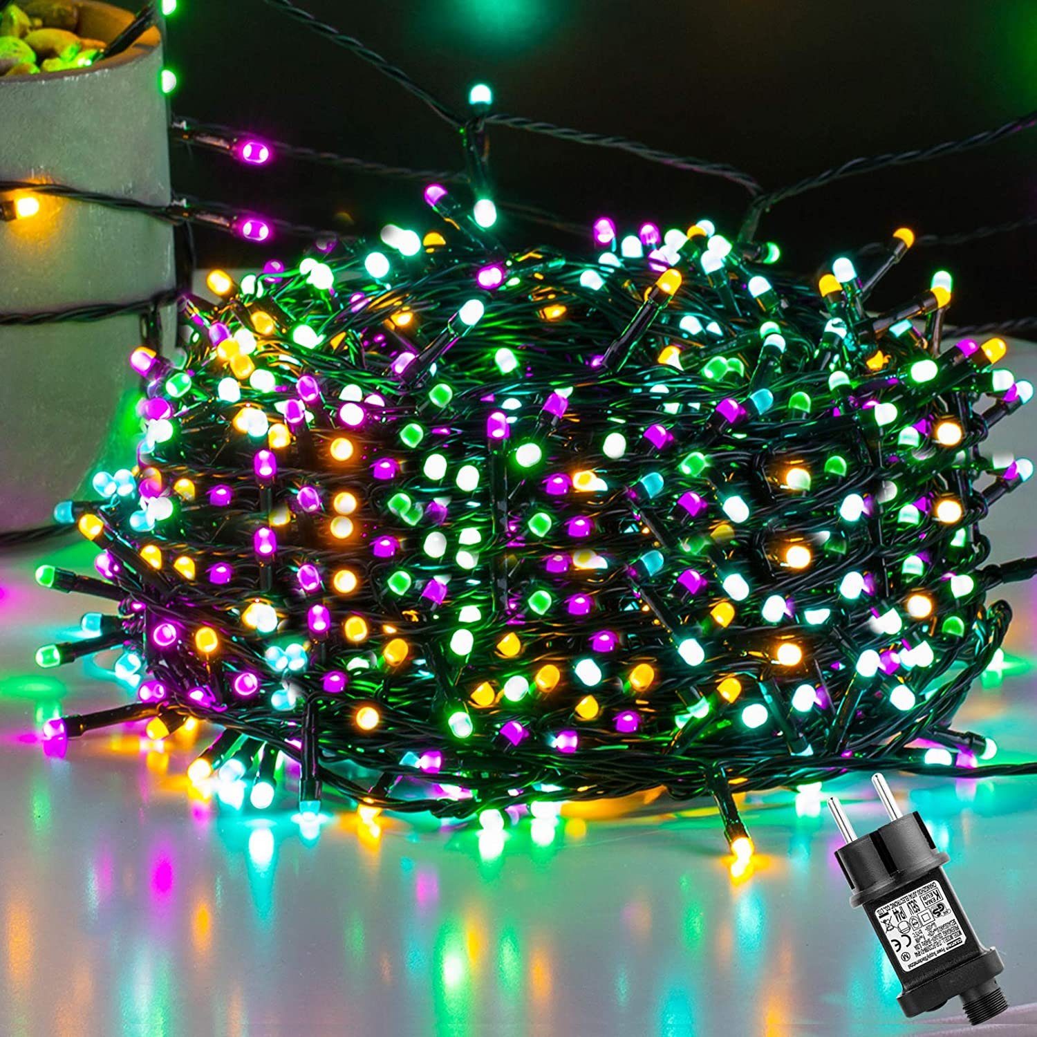 Elegear LED-Lichterkette »50M 500 LEDs Lichterkette Außen Bunt,  Weihnachtsbeleuchtung«, 500-flammig, 8 Modi, IP44 Außenlichterkette für  Weihnachtsdeko