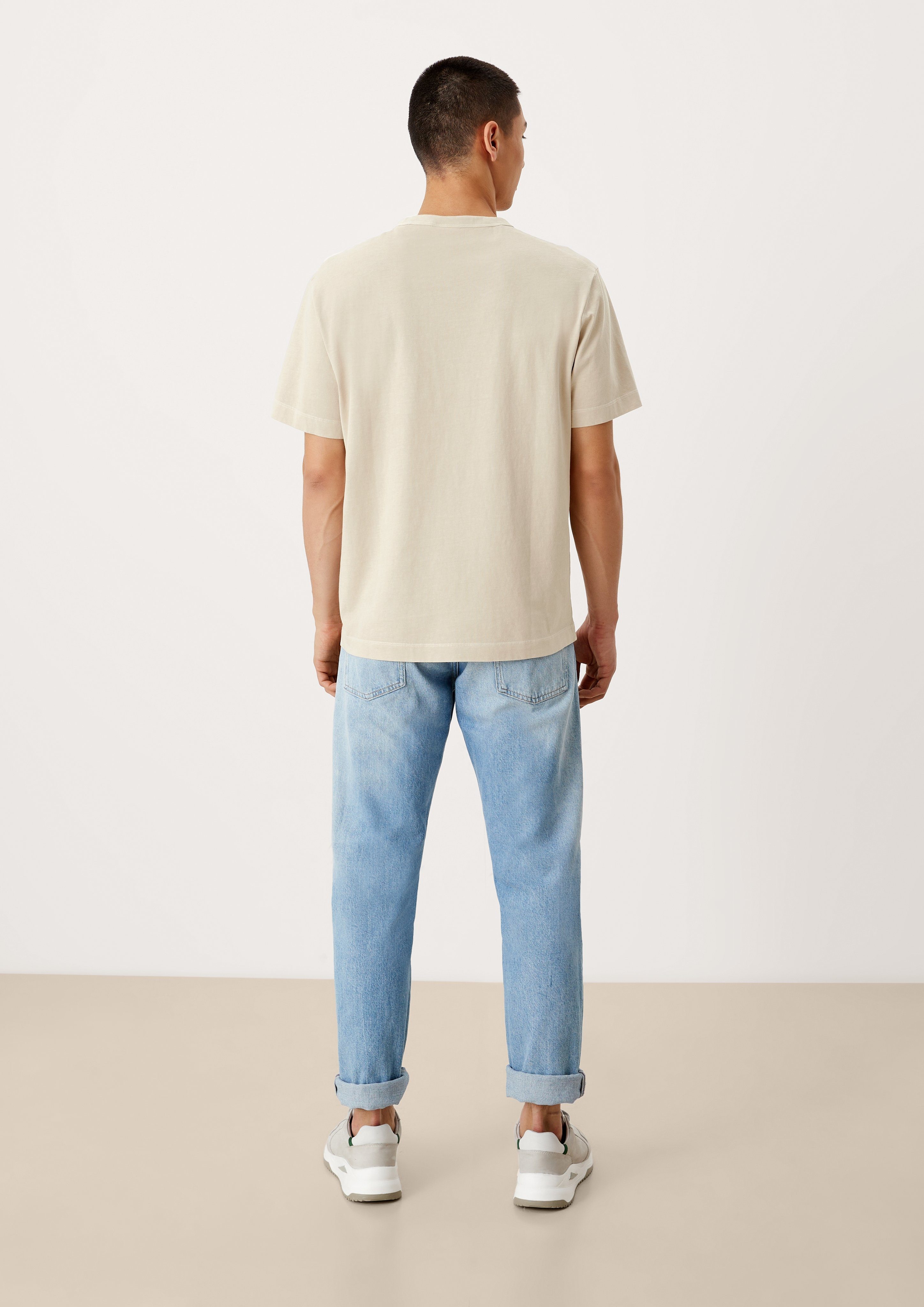 Herren Shirts s.Oliver Kurzarmshirt T-Shirt mit Brusttasche (1-tlg) Garment Dye