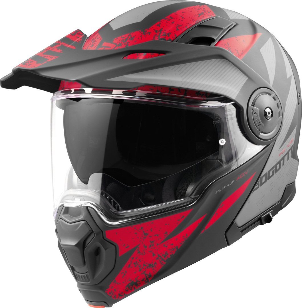 Bogotto Motorradhelm FG-102 Safari Fiberglas Enduro Klapphelm, integriertes Sonnenvisier