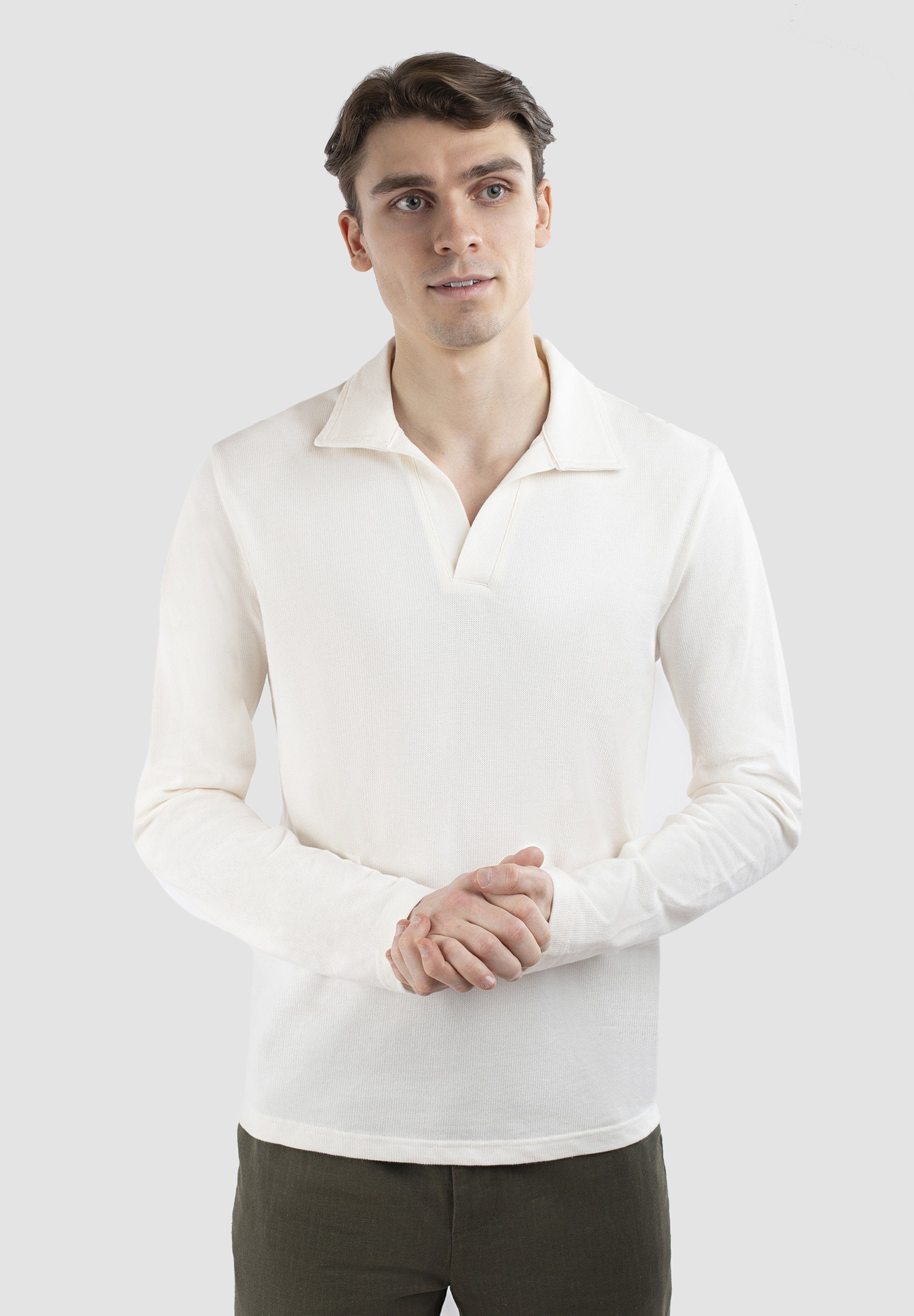 Ciszere Poloshirt Nelson Polo shirt with open collar. off-white | Poloshirts
