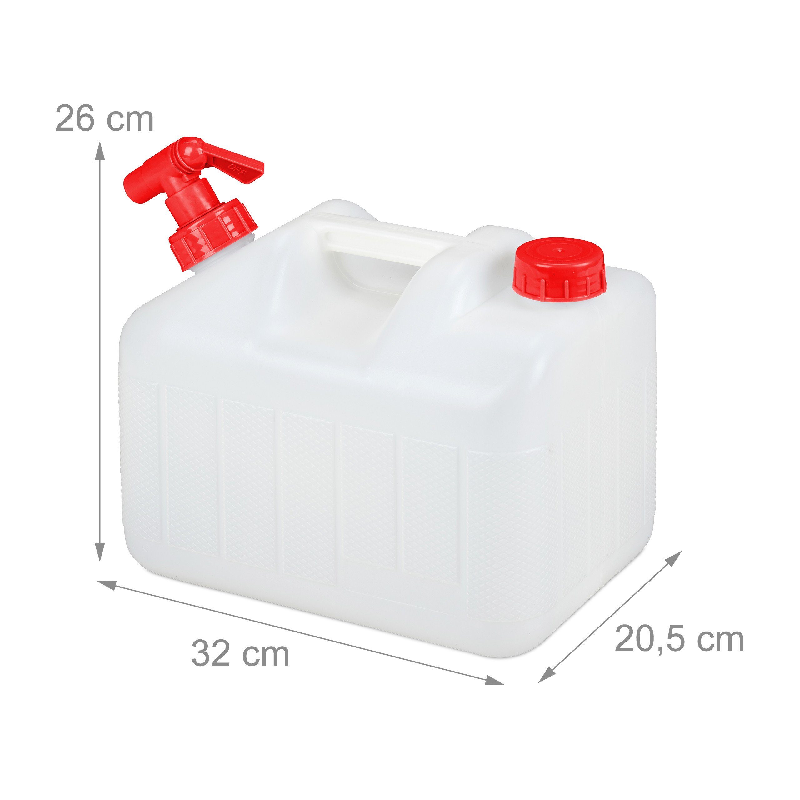 10 Hahn, relaxdays Wasserkanister Liter Kanister mit