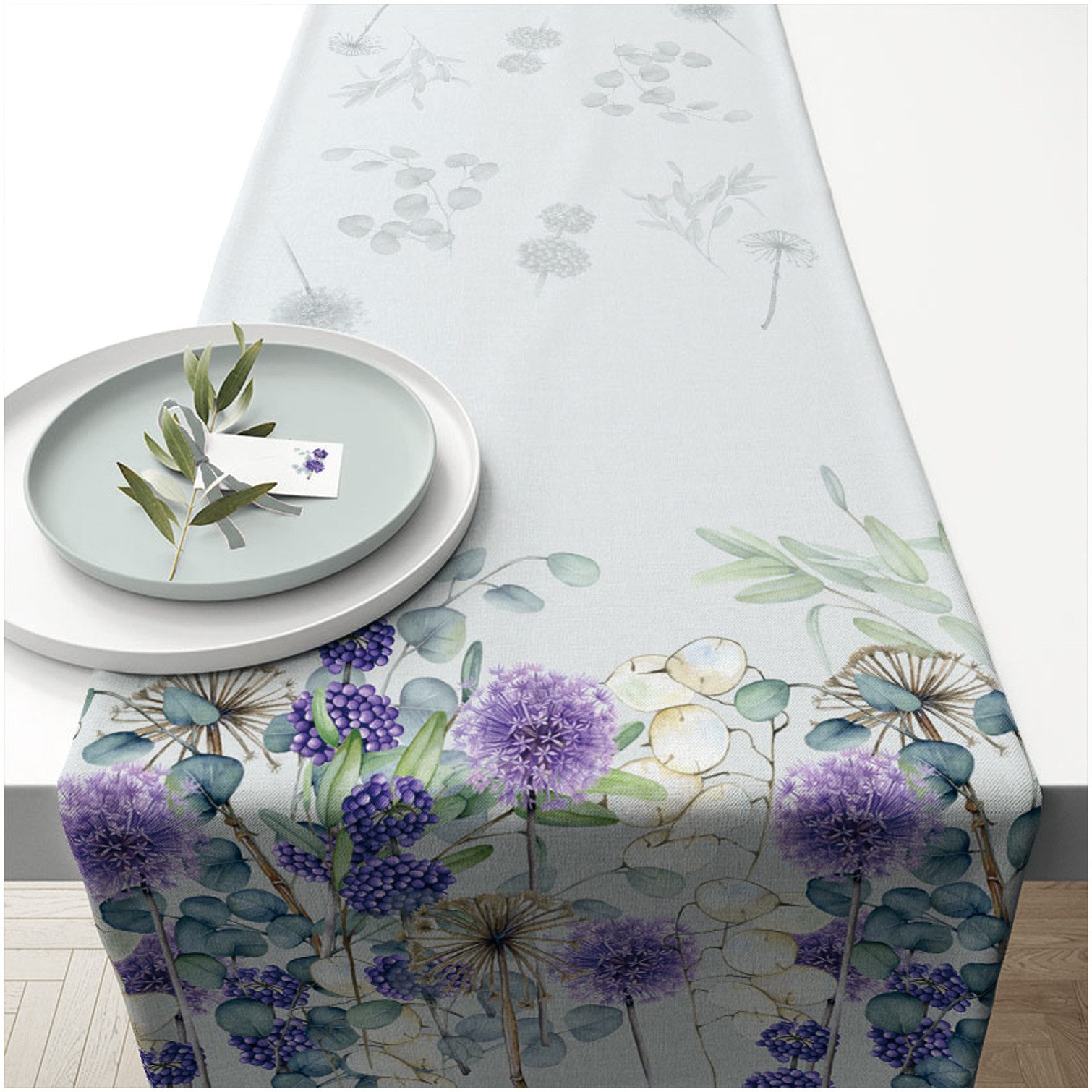Ambiente® Tischläufer Lunaria (1-tlg, 1-teilig), Tischläufer Tischdecke ca.40x150cm Baumwolle