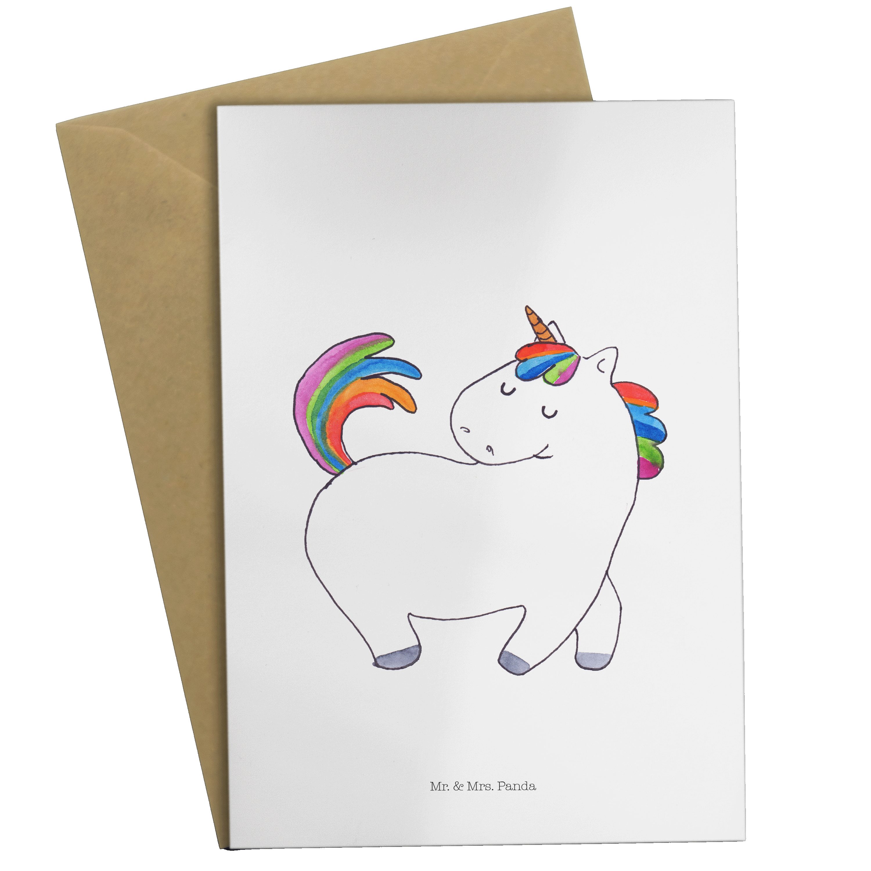 Einhorn Einhörner, Mr. Hochzeitskarte, - Weiß & Panda stolzierend Mrs. - Grußkarte Geschenk, Glü
