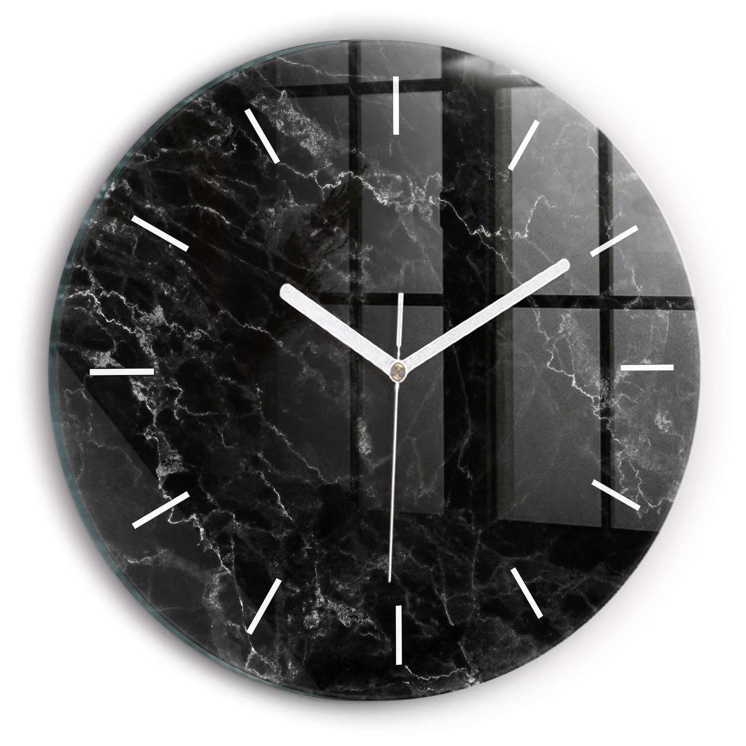 Tulup Wanduhr Elegante Glasuhr Dunkler Marmor günstig online kaufen