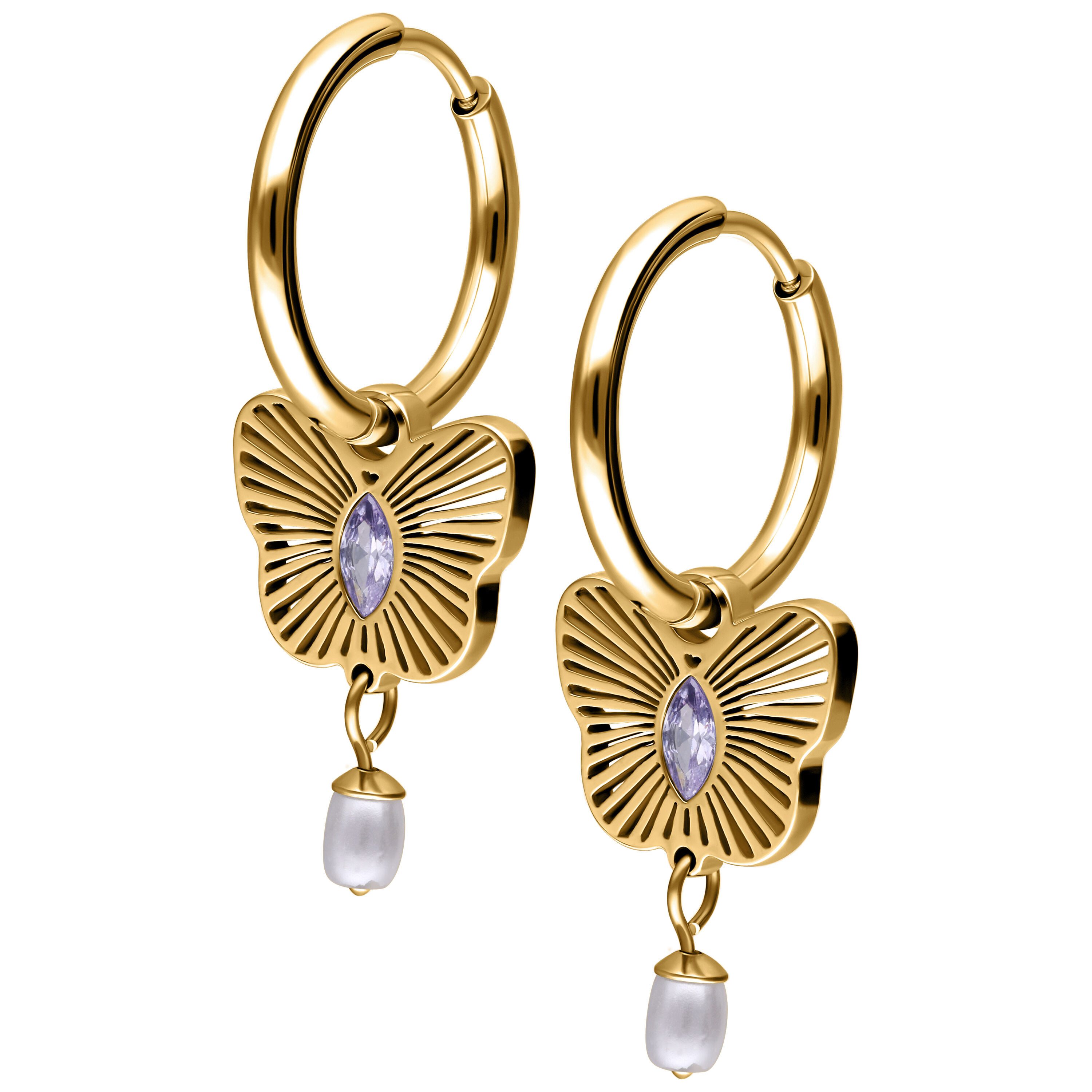 Paar Ohrhänger Little Butterfly Hoops Pair - Gold