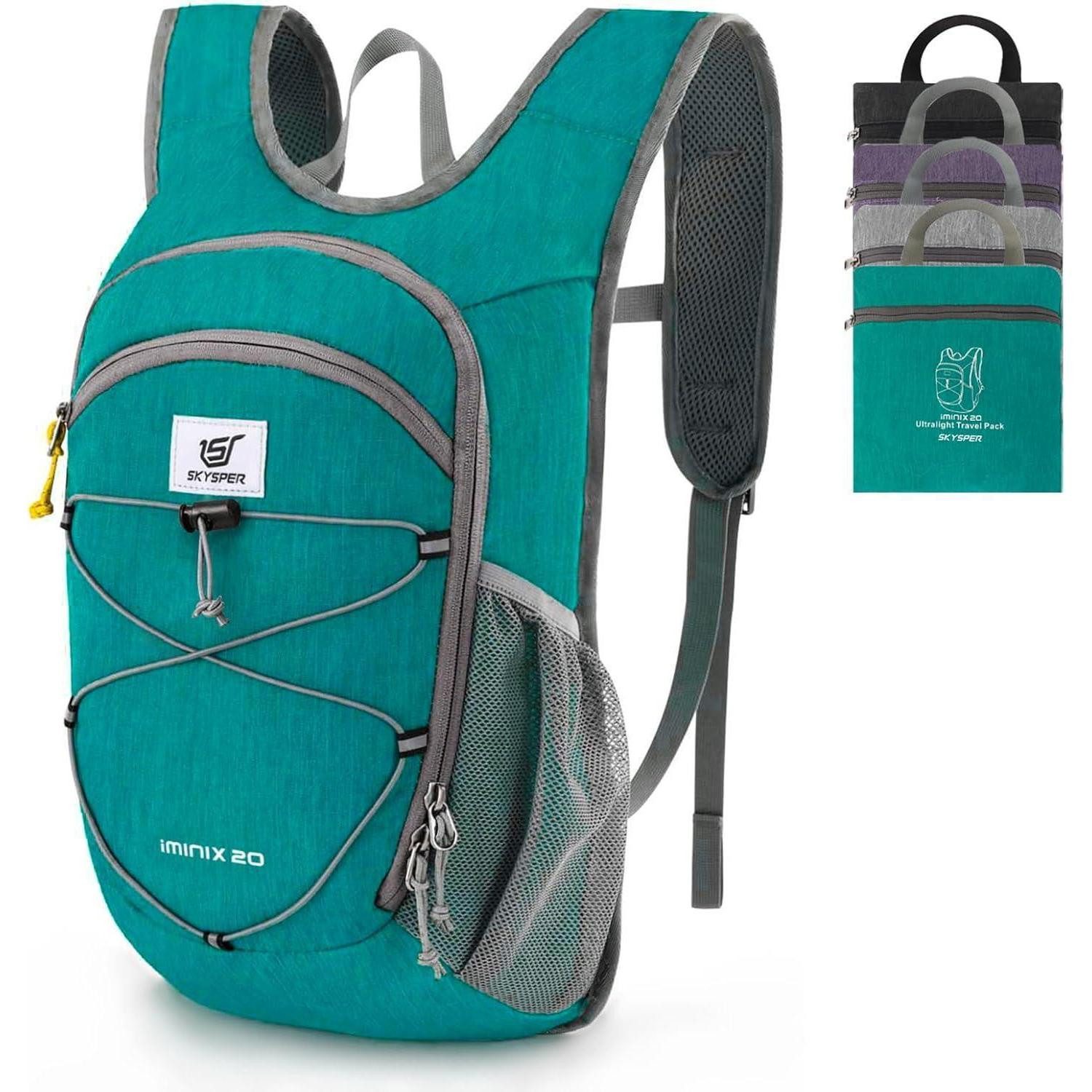Tagesrucksack Rucksack 15L Faltbar Wanderrucksack Daypack Damen Herren 20Liter Cyan