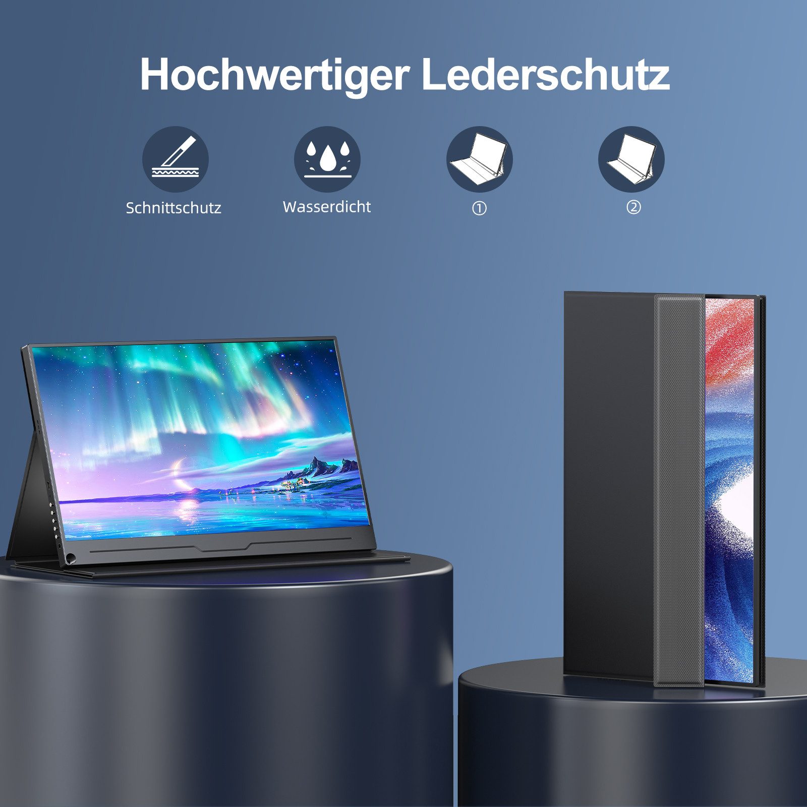 UPERFECT Upgrade des tragbaren 15,6-Zoll-VESA-Monitors mit 1080P-Display Portabler Monitor (39,62 cm/15.6 ", 1920x1080 px, Full HD, 25 ms Reaktionszeit, 60 Hz, IPS, Tragbarer Monitor, Gaming Monitor)