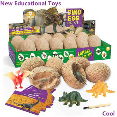 XDeer Outdoor-Spielzeug 2022 Neue STEM-Spielzeug,Dinosaurier-Ei-Ausgrabungsset für Kinder 12 Dinosaurier-Dino-Ei-Ausgrabungssets mit 12 einzigartigen Dinosaurier-Spielzeugen die Besten Geschenke für Jungen, Set (1-tlg) Perfekt zum Erkunden von Erfahrungen
