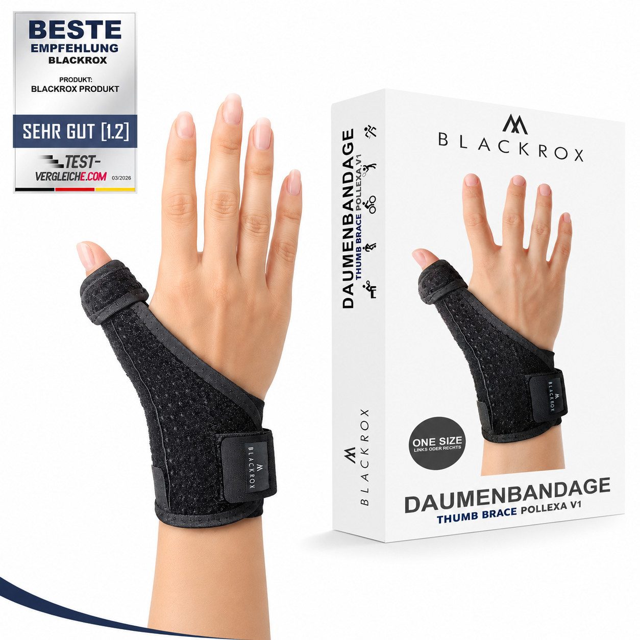 BLACKROX Daumenbandage [Vergleichssieger 2026] POLLEXA V1, Daumenstütze, One Size