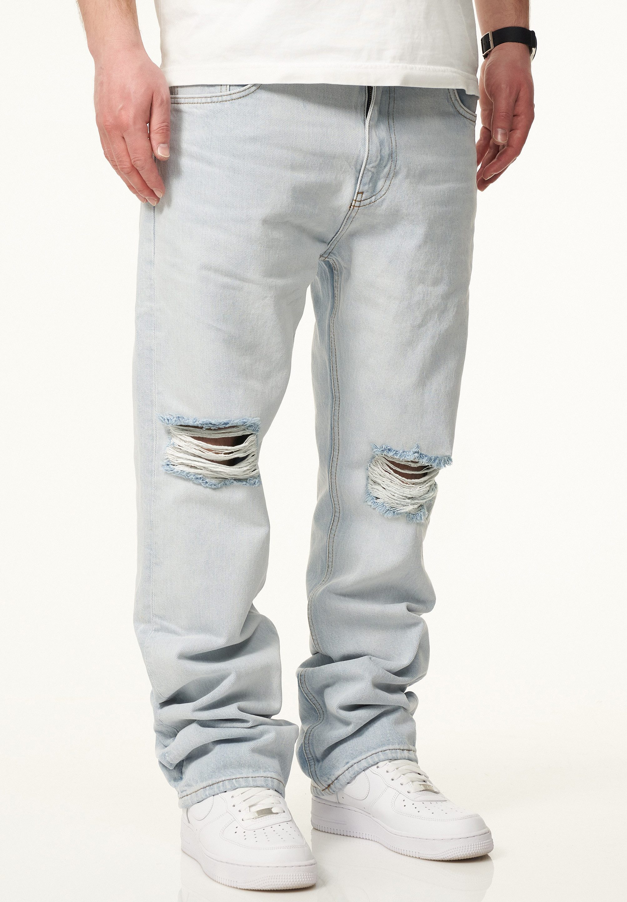 DAILY COTTON Straight-Jeans DCPARADERA Herren Lange Hose Jeans Ripped Straight-Fit