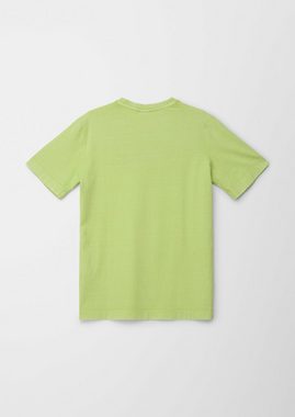 s.Oliver Kurzarmshirt T-Shirt mit Frontprint Garment Dye, Waschung, Stickerei