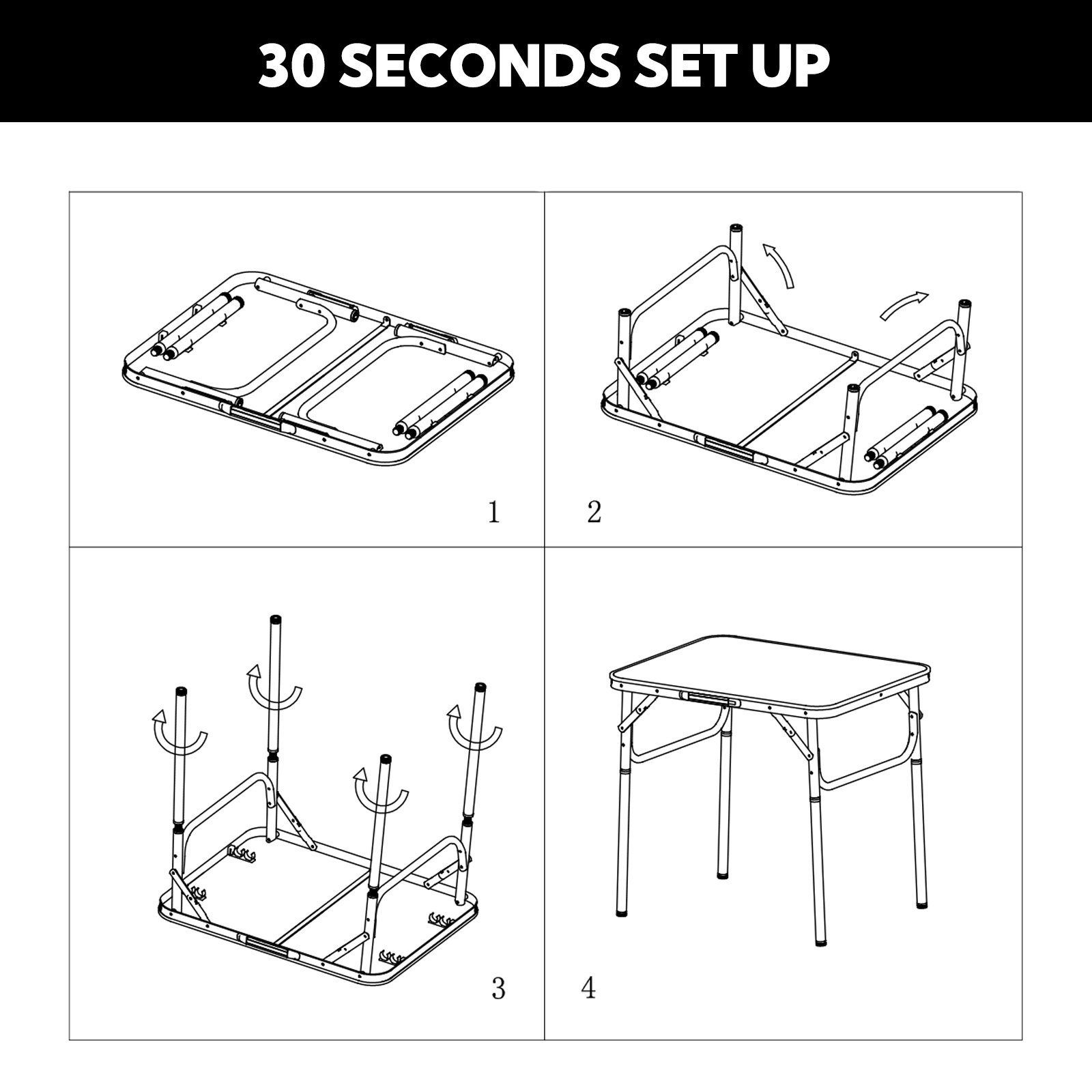 HOMECALL Campingtisch Klapptisch Gartentisch Klappbarer (leicht Beistelltisch Balkontisch Reisetisch), MDF Aluminium Mehrzwecktisch – Bild 4 von 5