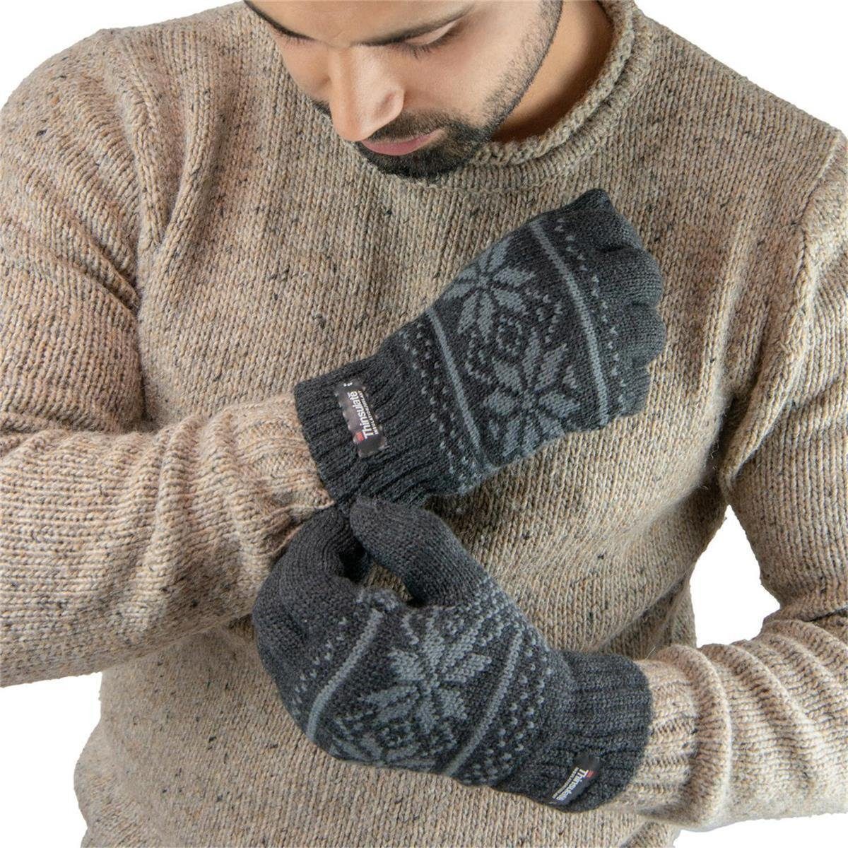 Tarjane Muster Strickhandschuhe 3M Handschuhe Unisex Anthrazit mit Thinsulate