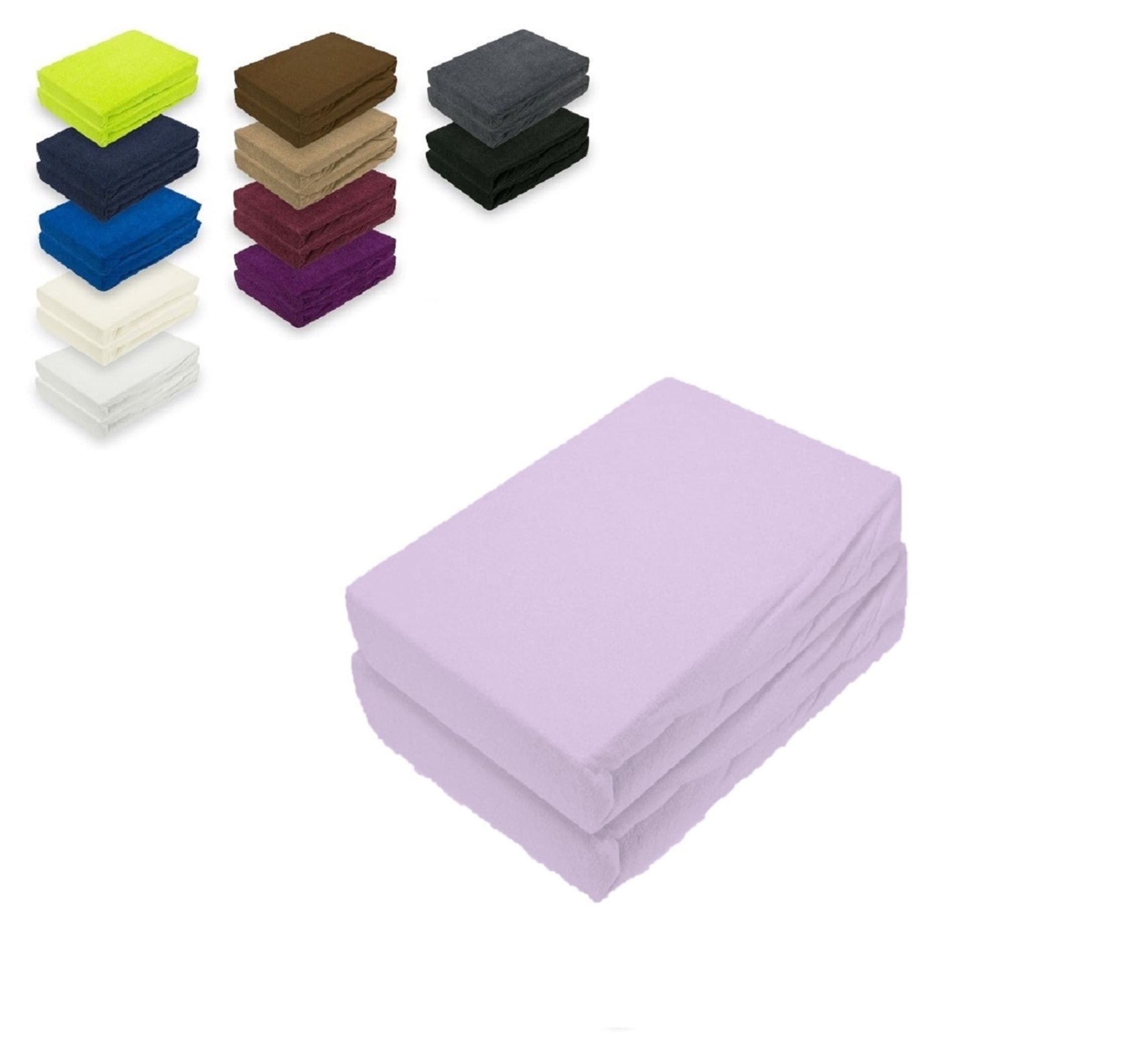 EXKLUSIV HEIMTEXTIL Spannbettlaken Doppelpack Frottee Spannbettlaken Flieder, (2 Stück)