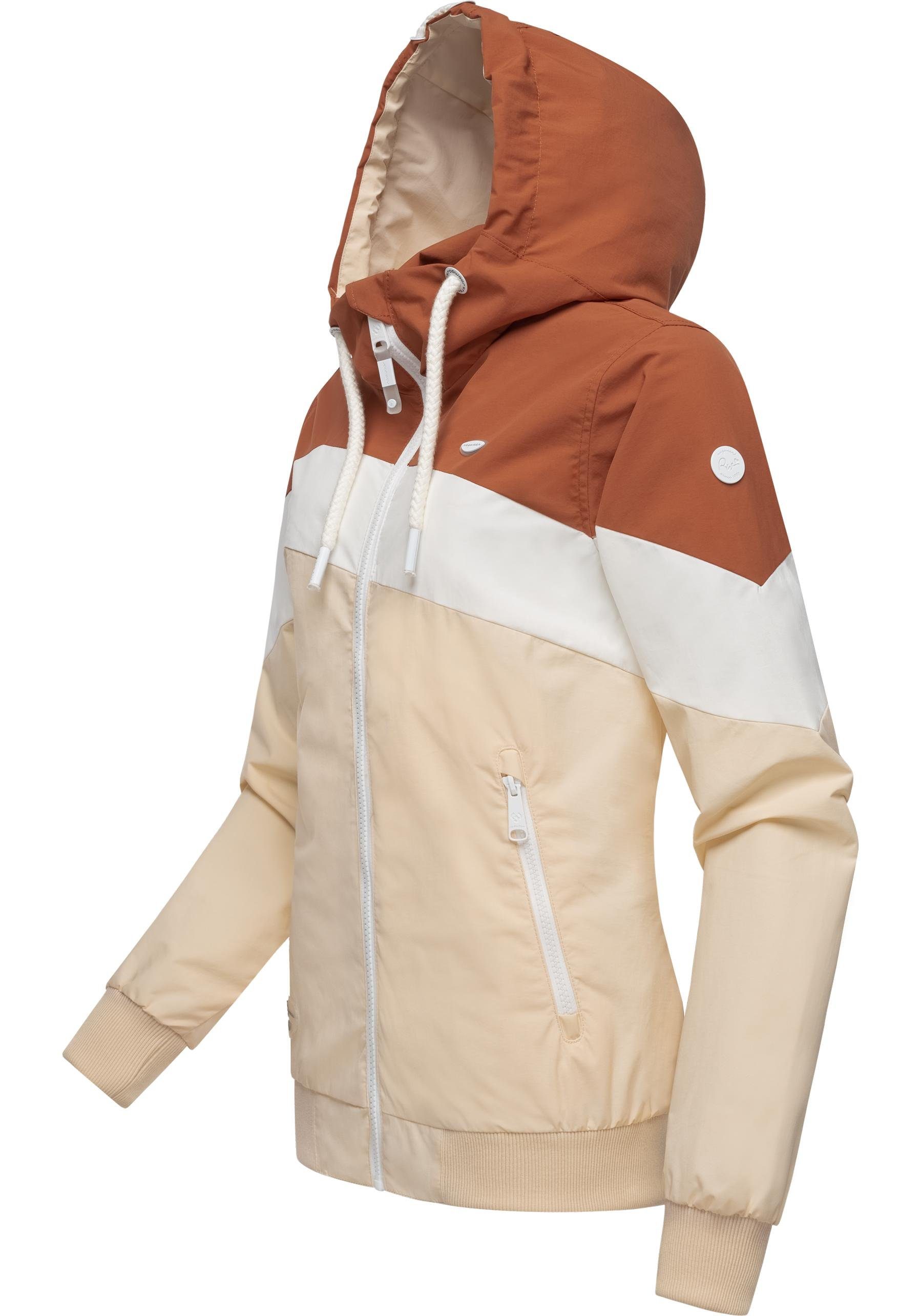 Ragwear Funktionsjacke mit Übergangsjacke Nuggie großer Block Kapuze terra stylische