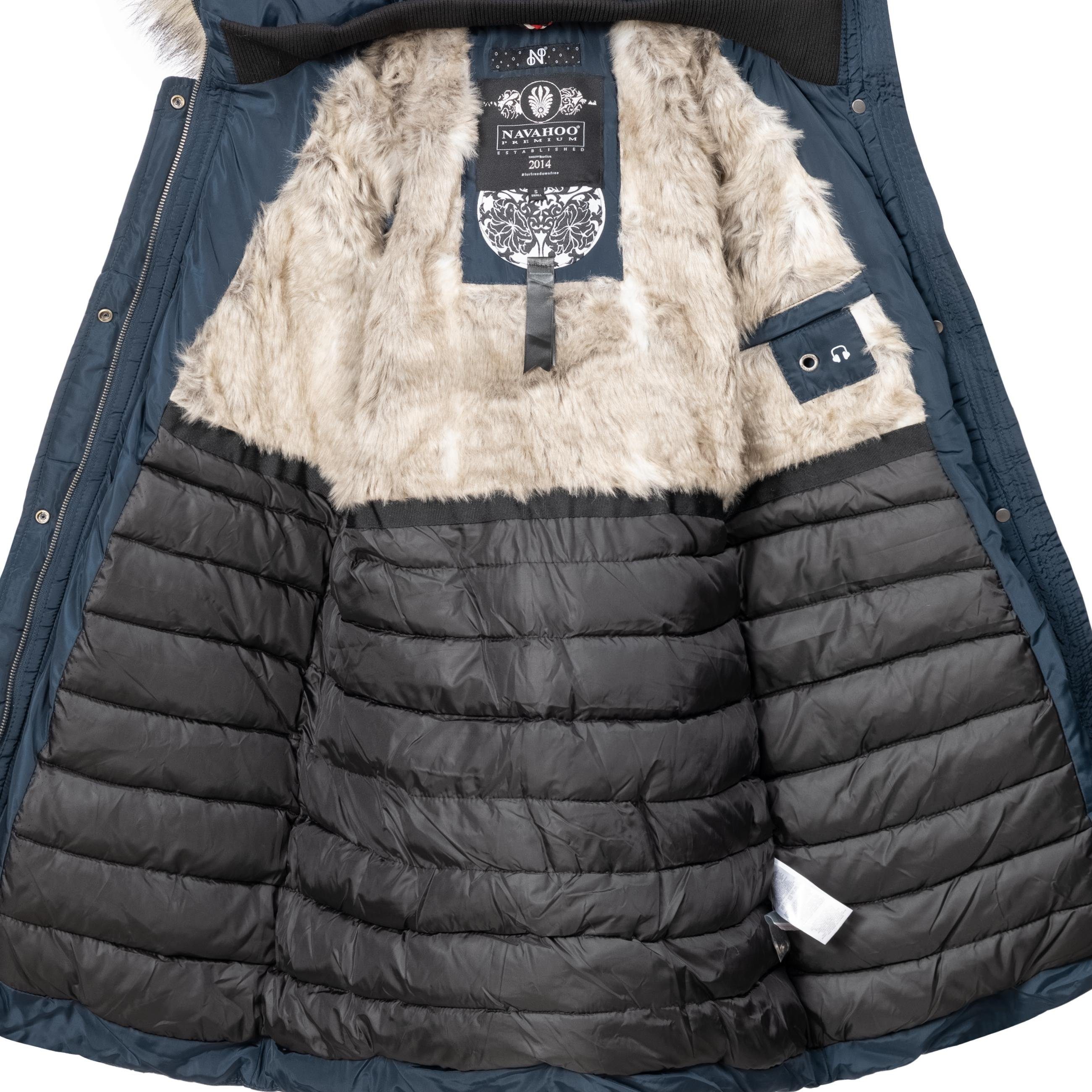 Navahoo Steppmantel Paula stylischer Winter Parka m. edlem Fellimitat