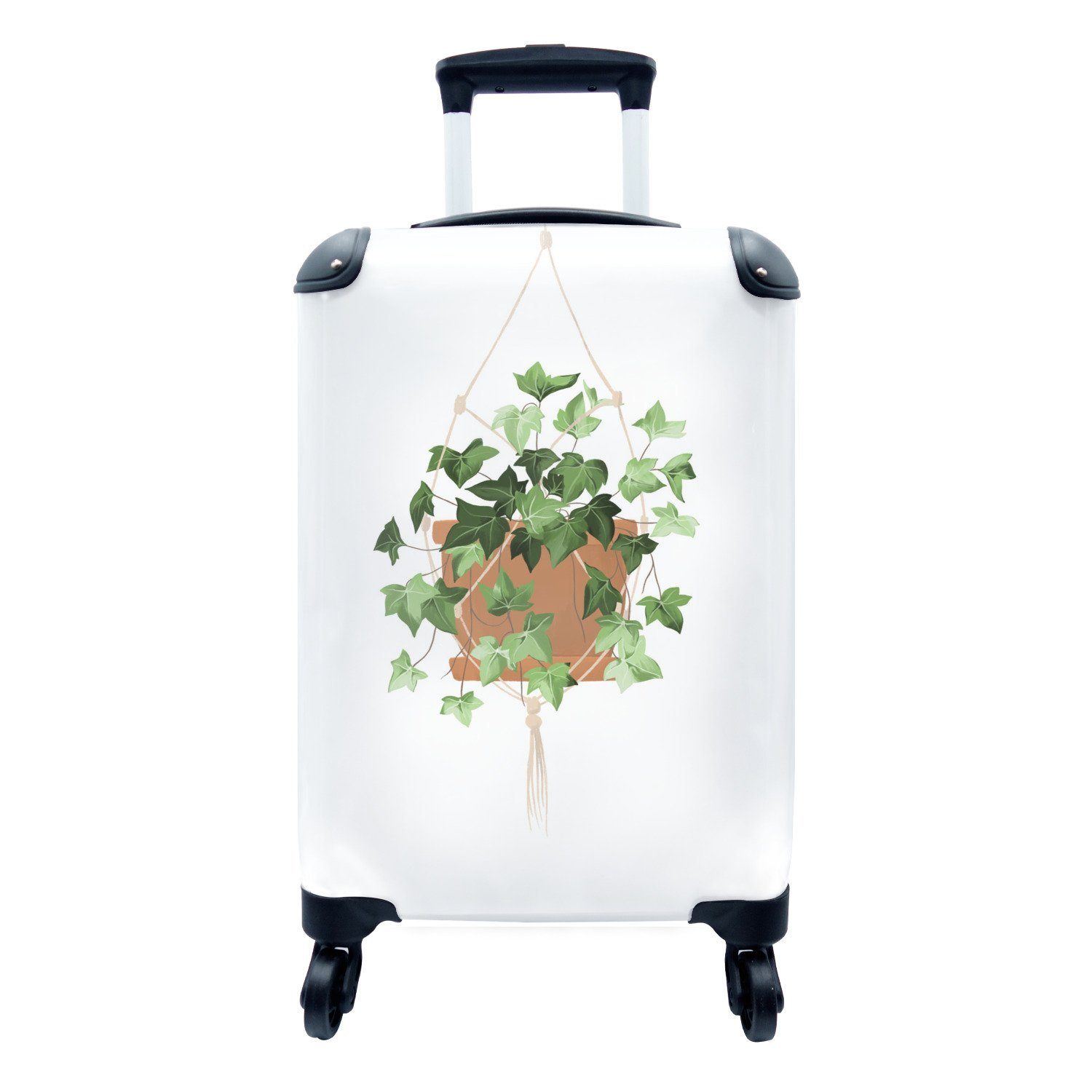 Kletterpflanze Reisekoffer rollen, Handgepäckkoffer MuchoWow Reisetasche Ferien, Handgepäck Hängender Rollen, 4 für - - Trolley, mit Blumentopf, Pflanzen