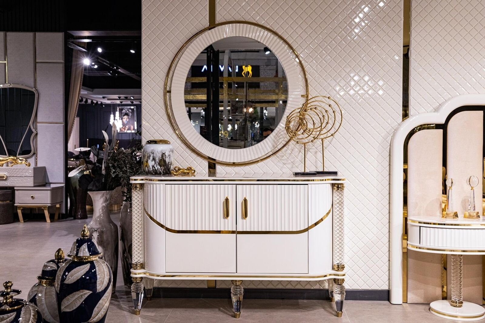 JVmoebel Kommode Kommode Spiegel Holz Möbel Anrichte Kommode Schrank Luxus Möbel, Made In Europe