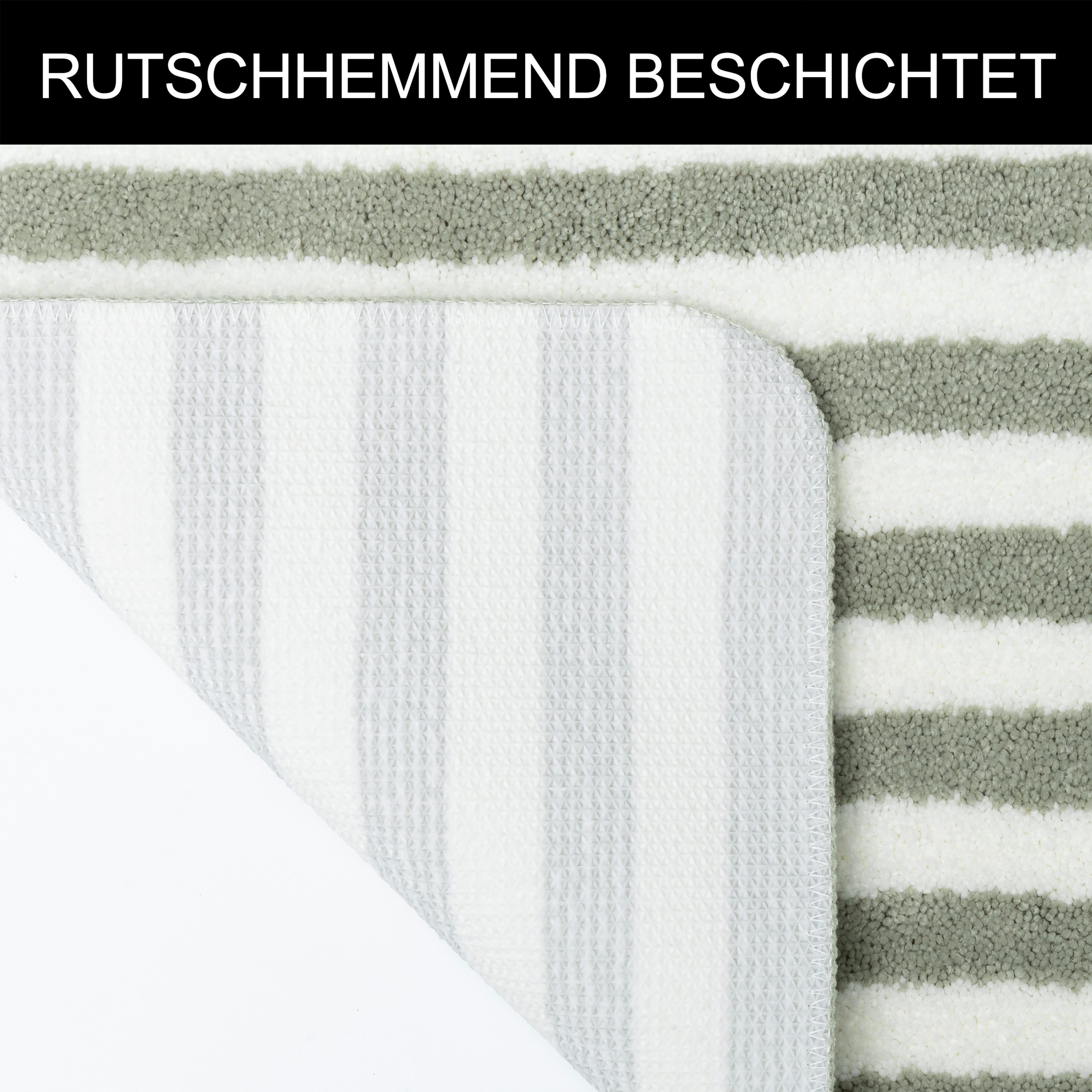 OTTO home Badematte Streifen, Jannika, Badvorleger, Badezimmer Teppich, Höhe 12 mm, rutschhemmend beschichtet, schnell trocknend, fußbodenheizungsgeeignet, Poly – Bild 4 von 5