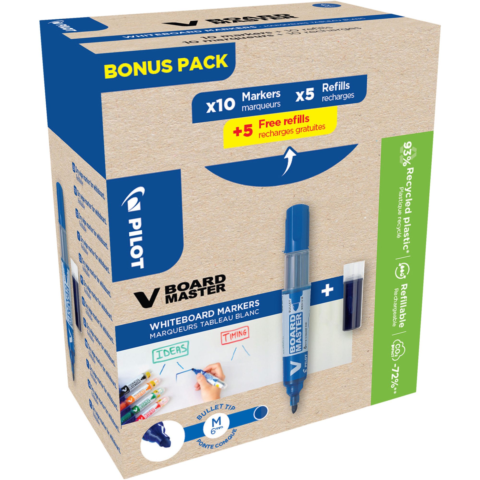 Pilot Pen Whiteboard Маркеры Белые маркеры Vboard 5080703G10M 2,3mm blau Set 10+10 Minen