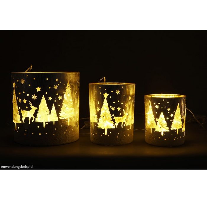 matches21 HOME &amp; HOBBY Kerzenständer Windlicht Weihnachtswald aus Glas milchig klar Ø 7x8 cm SY12833