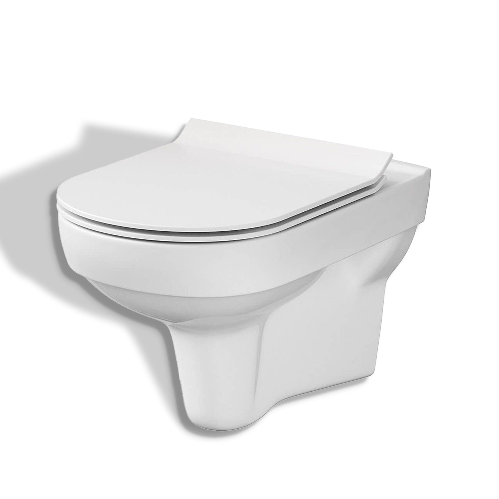 KOLMAN Tiefspül-WC Spülrandlos Wand-WC New City CleanOn, Weiß, mit Slim Soft-close WC-Sitz und Schallschutzmatte