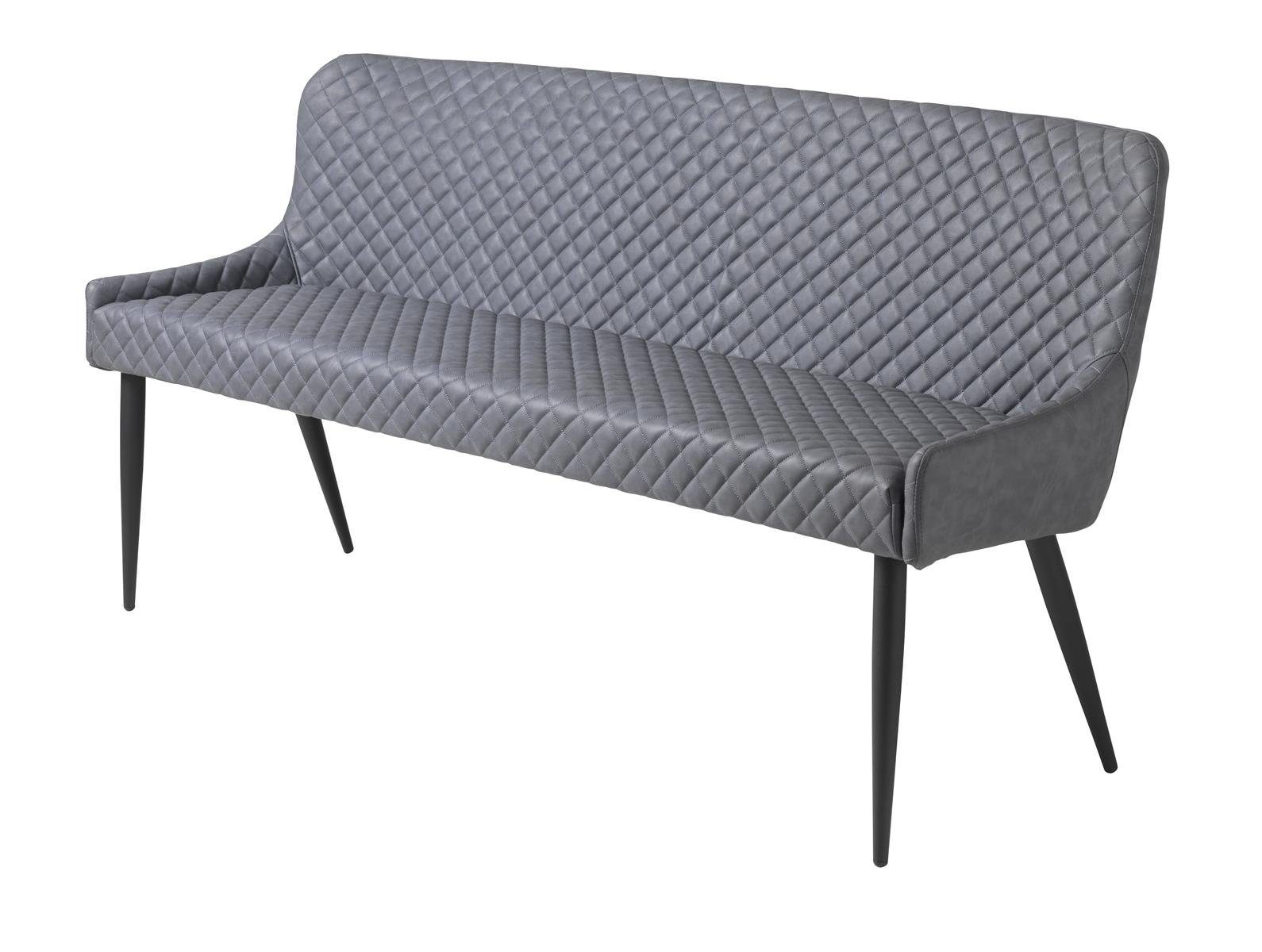 möbelando Sitzbank OTTOWA (B/H/T: 160x82x60 cm), aus Grau PU in Grau mit Absetzungen in Metall Schwarz Lackiert