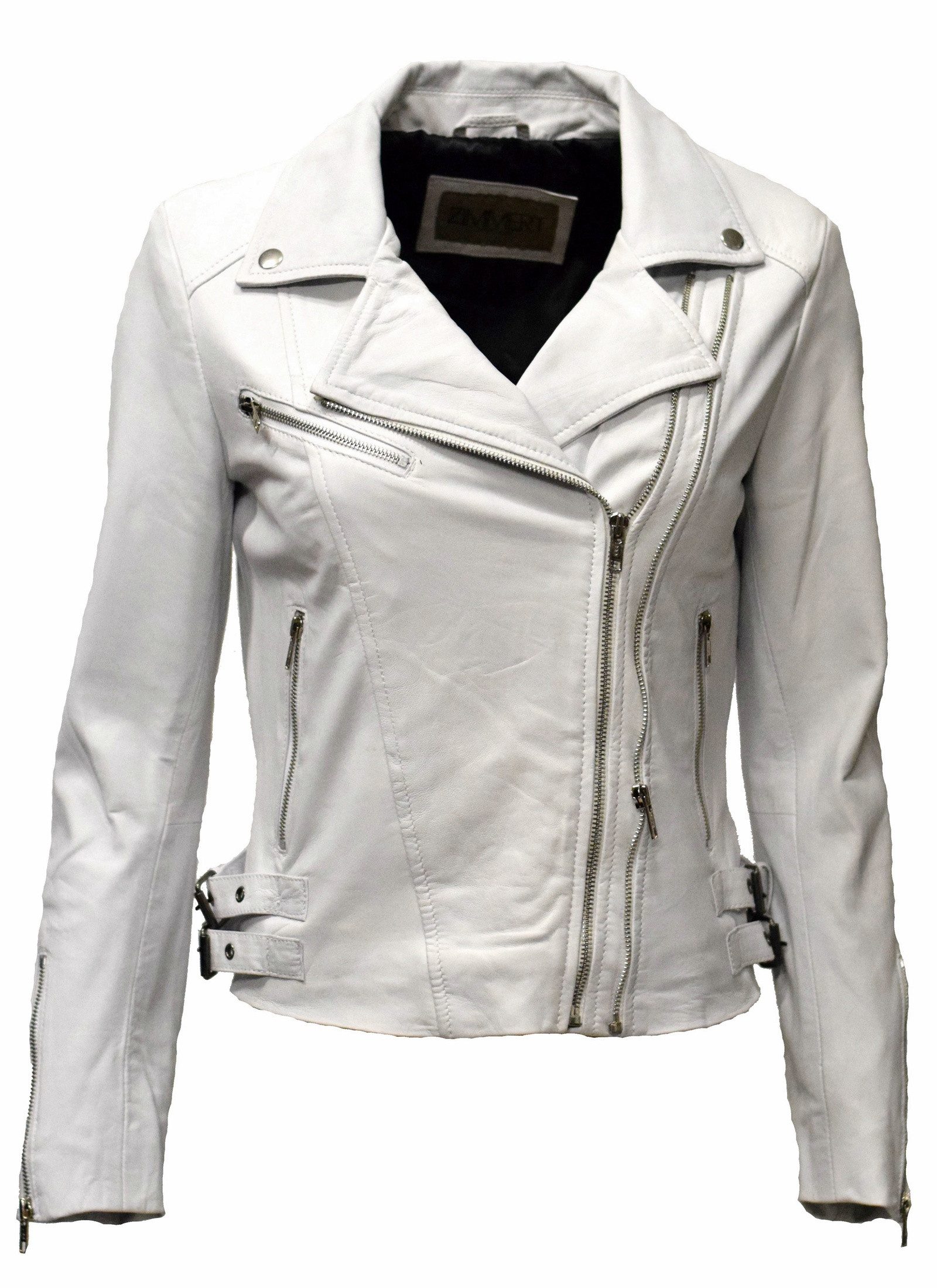 Zimmert Leather Lederjacke Bebie (1-St) Schwarz, Cognac Braun, Rot, weiss