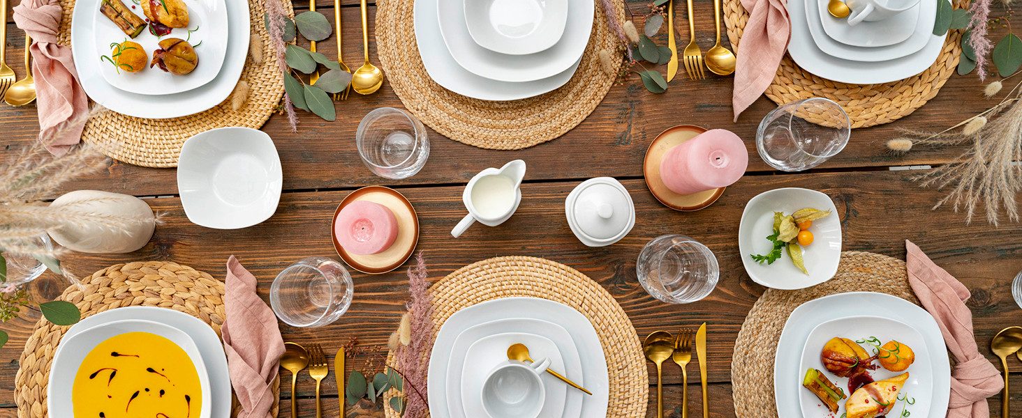 SÄNGER Tafelservice Bilgola Geschirrset, Weiß (30-tlg), 6 Personen, Porzellan, spülmaschinengeeignet, Premium Collection