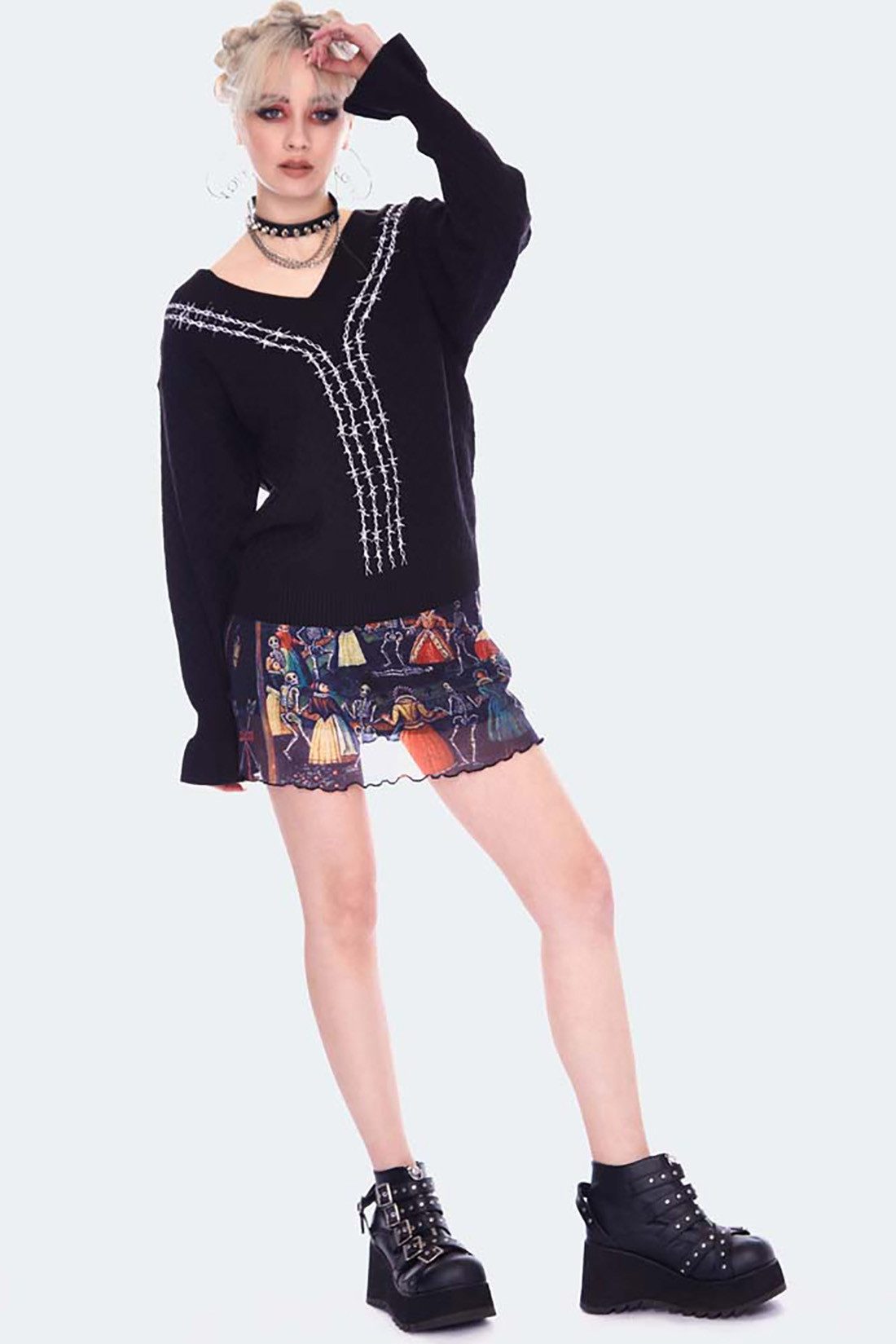 Jawbreaker Strickpullover Barbed Wire Strickpullover Bestickt günstig online kaufen