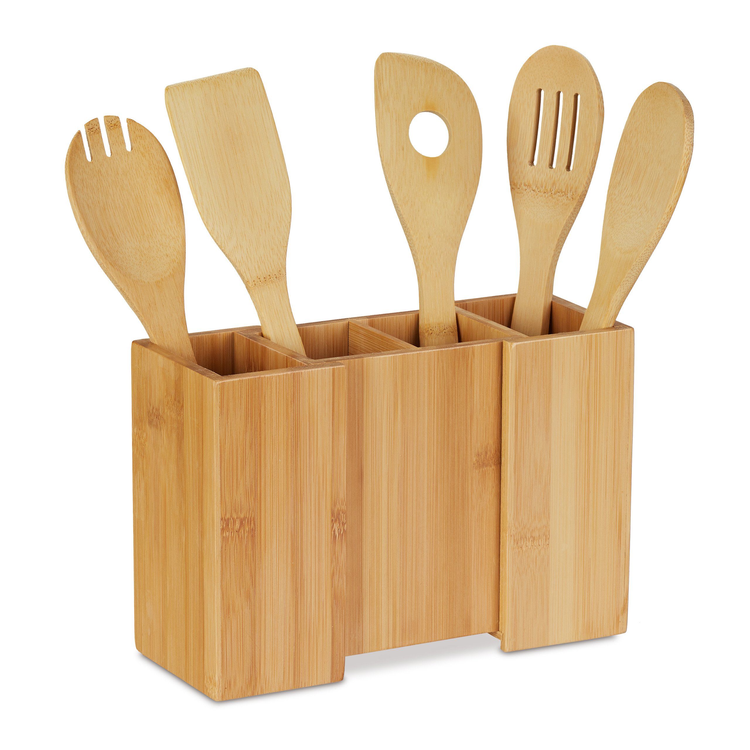 relaxdays Besteckhalter Küchenutensilienhalter mit Kochlöffeln günstig online kaufen
