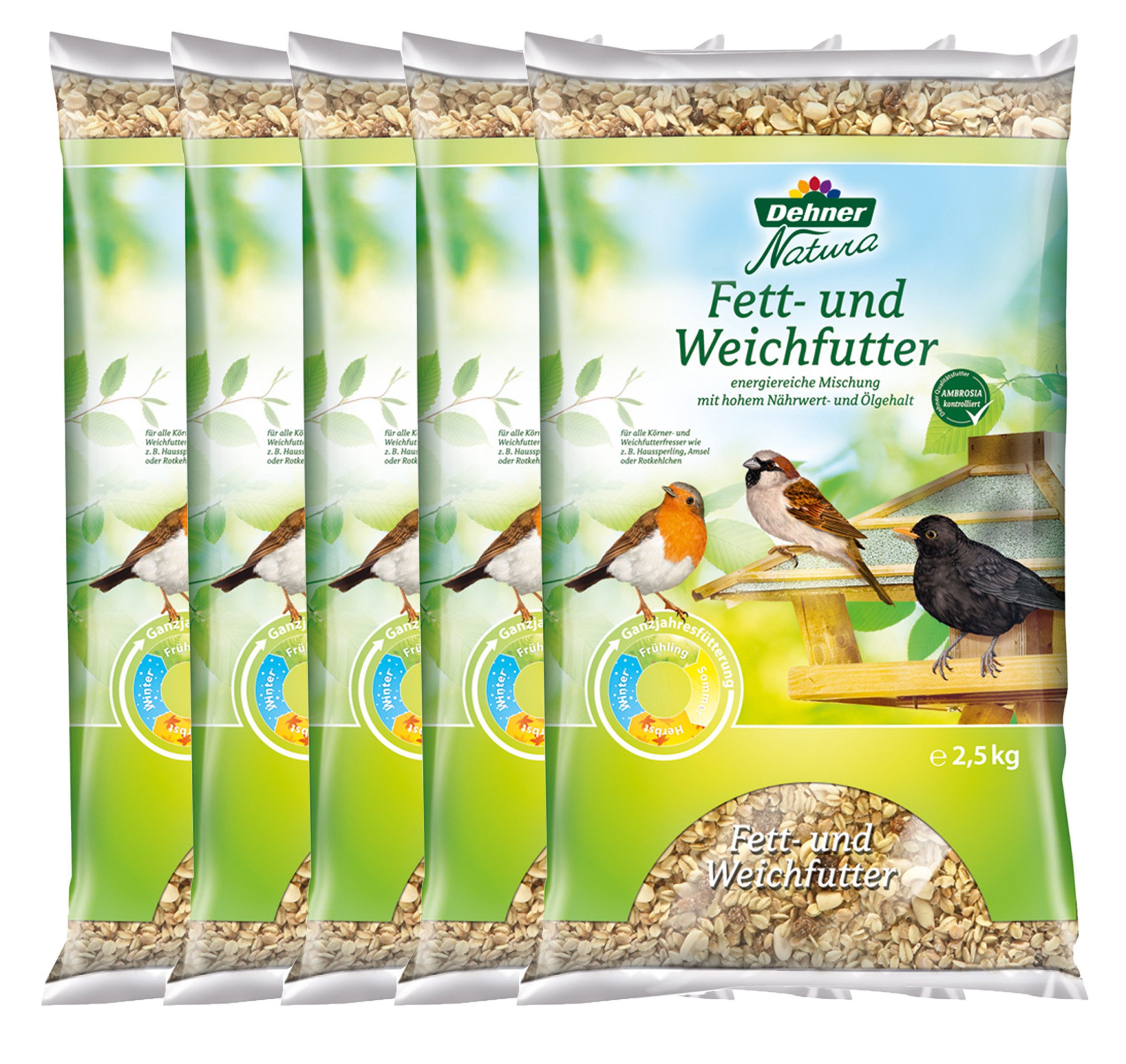 Dehner Natura Premium Wildvogel Fett- und Weichfutter, 12.5 kg, Hauptfutter für: Wildvogel, hochwertiges Vogelfutter mit hohem Ölgehalt