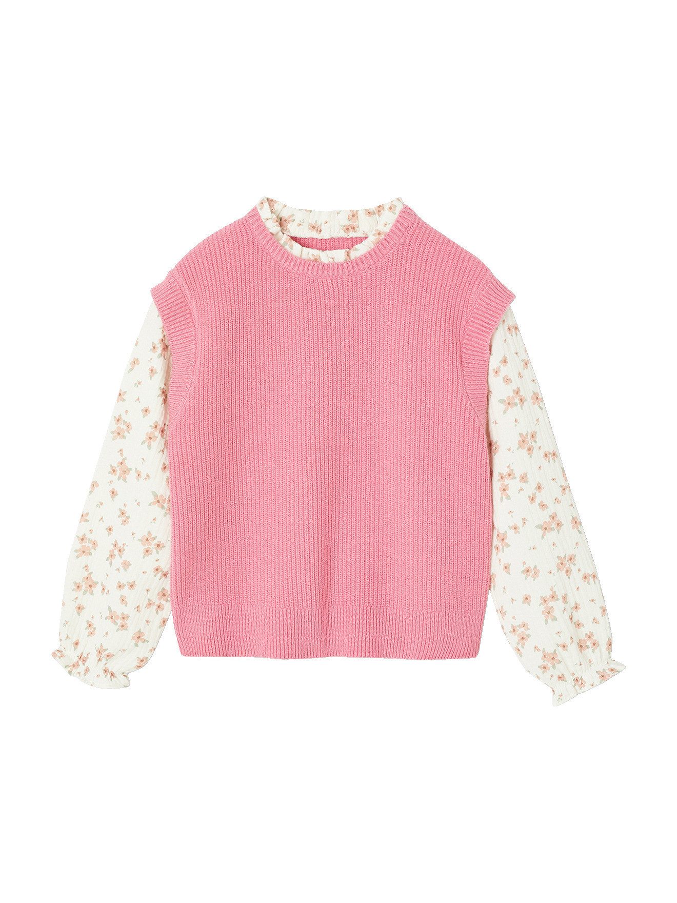 vertbaudet Pullunder Pullover Mädchen, 2-in-1-Look