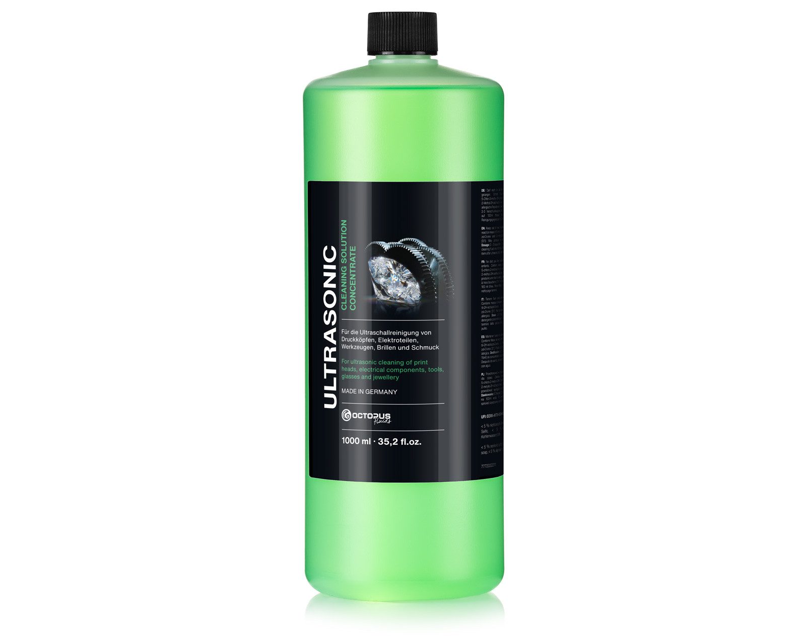 OCTOPUS Fluids Ultraschallreiniger Ultraschallreiniger Konzentrat, Spezialreinigungskonzentrat grün 1L, 1 Liter Made in Germany