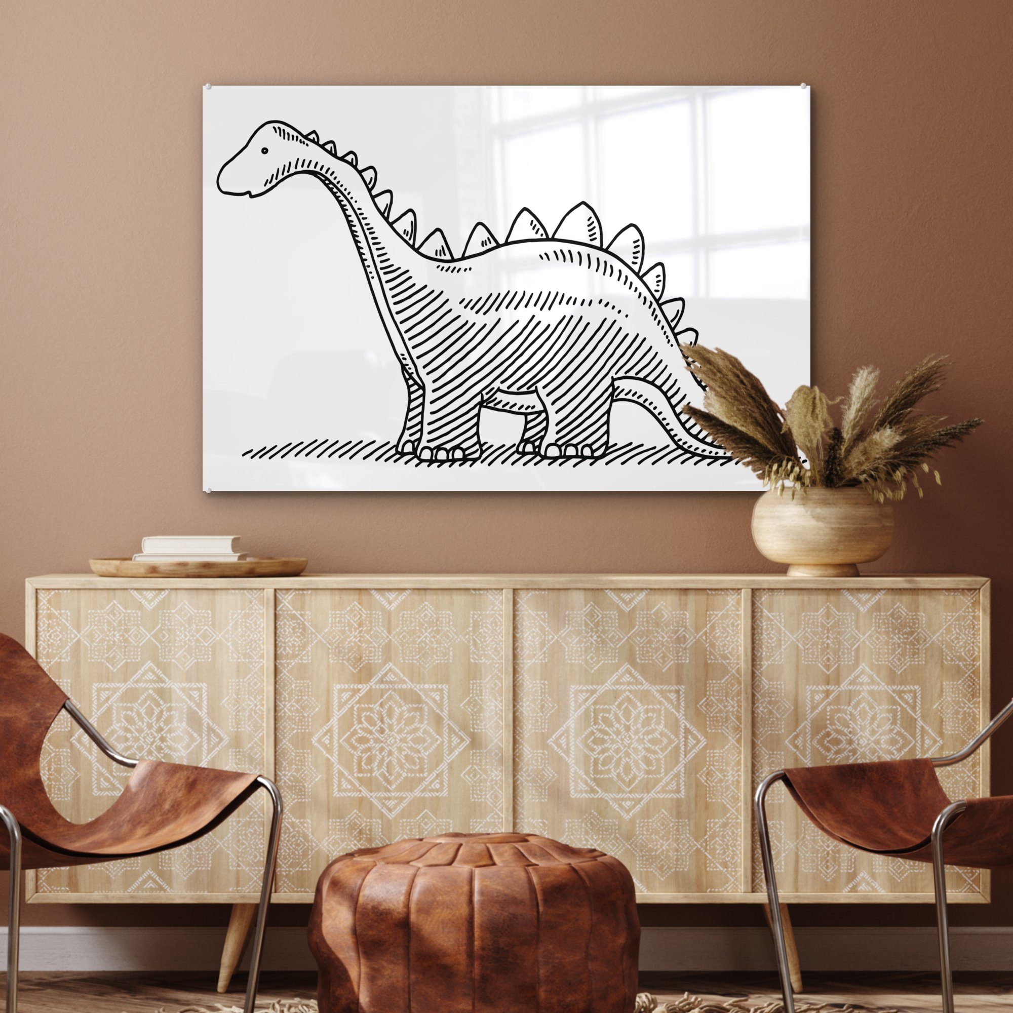 Stegosaurus, - St), Dinosaurier Schlafzimmer Wohnzimmer Illustration & - MuchoWow (1 Acrylglasbild - Kinder Acrylglasbilder