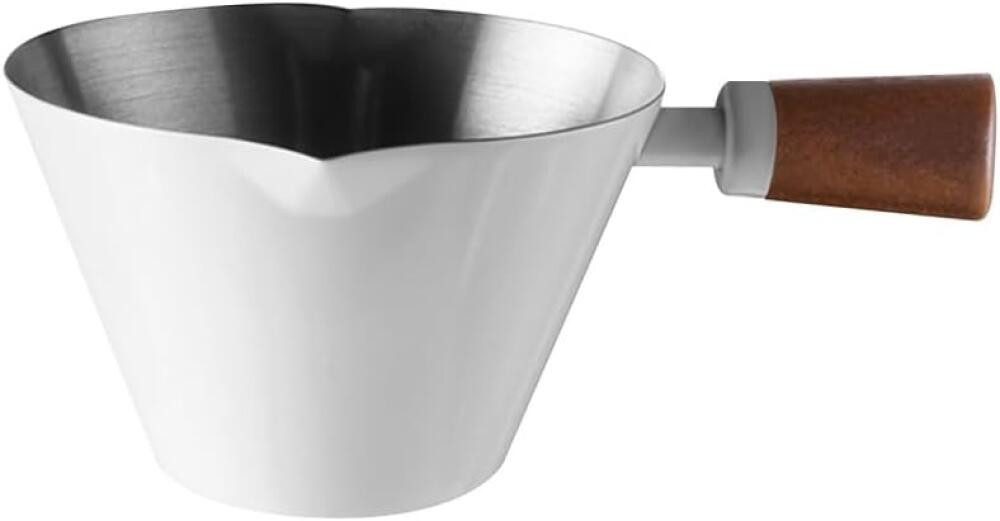 FELIXLEO Messbecher Messbecher Edelstahl mit Doppel-V-Ausguss Holzgriff Skala., (1-St)