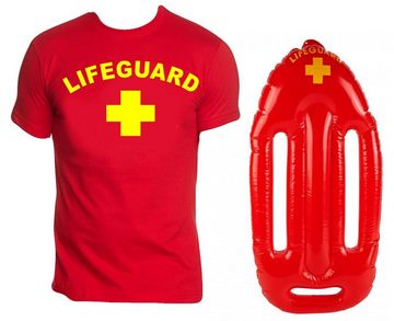 coole-fun-t-shirts Kostüm Rettungsschwimmer Schwimmboje Kostüm Rettungsschwimmer 3-teiliges Set T-Shirt Badehose Rot S M L XL XXL 3XL Gelb oder Rot, 3 Teile