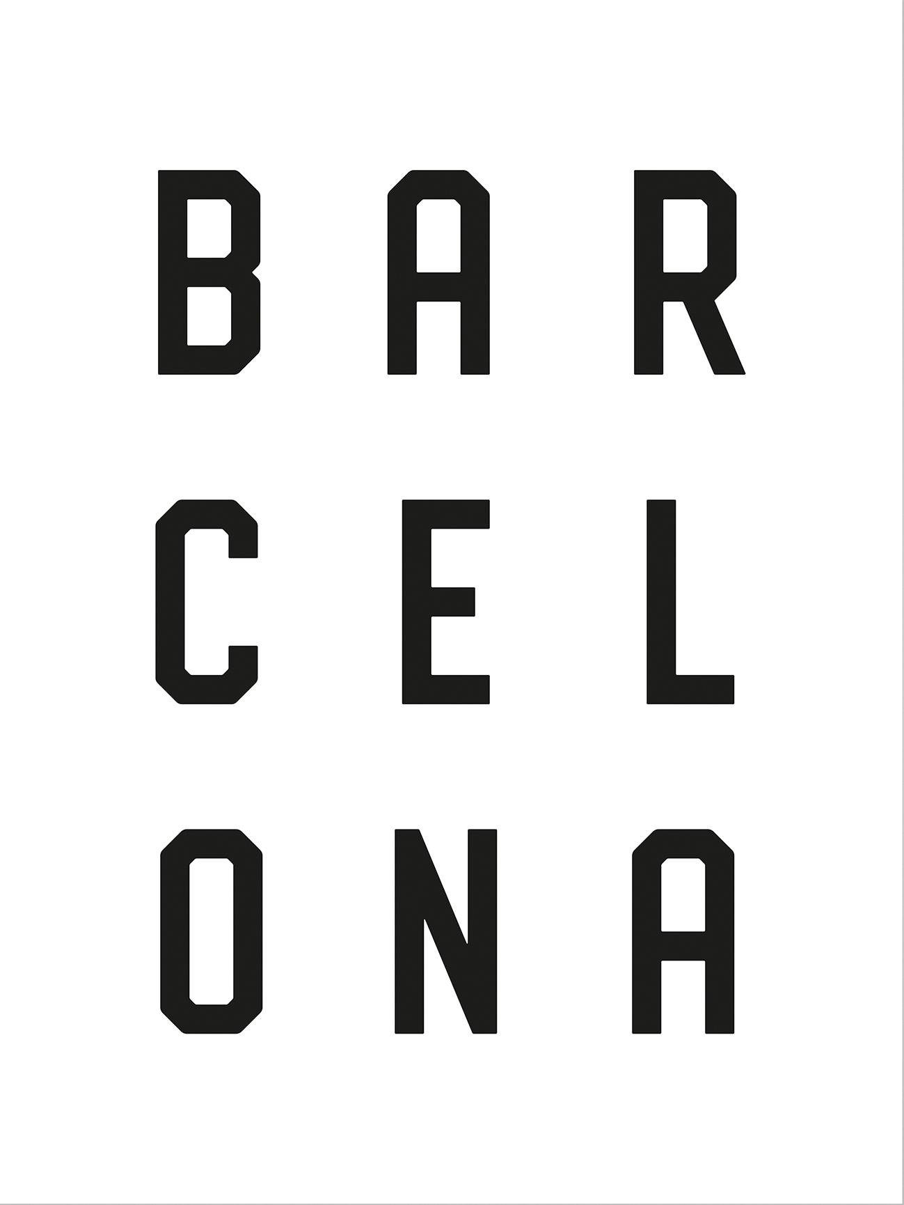 Wall-Art Poster Typographie Barcelona, Wandbild, Bild, Wandposter Poster
