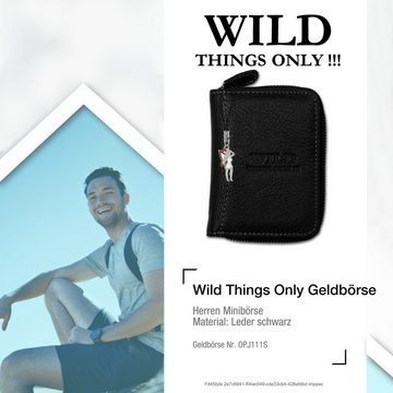 Wild Things Only !!! Geldbörse Wild Things RFID Blocker Minibörse schwarz (Minibörse, Minibörse), Herren, Damen Geldbörse aus Echtleder in schwarz, ca. 8cm Breite