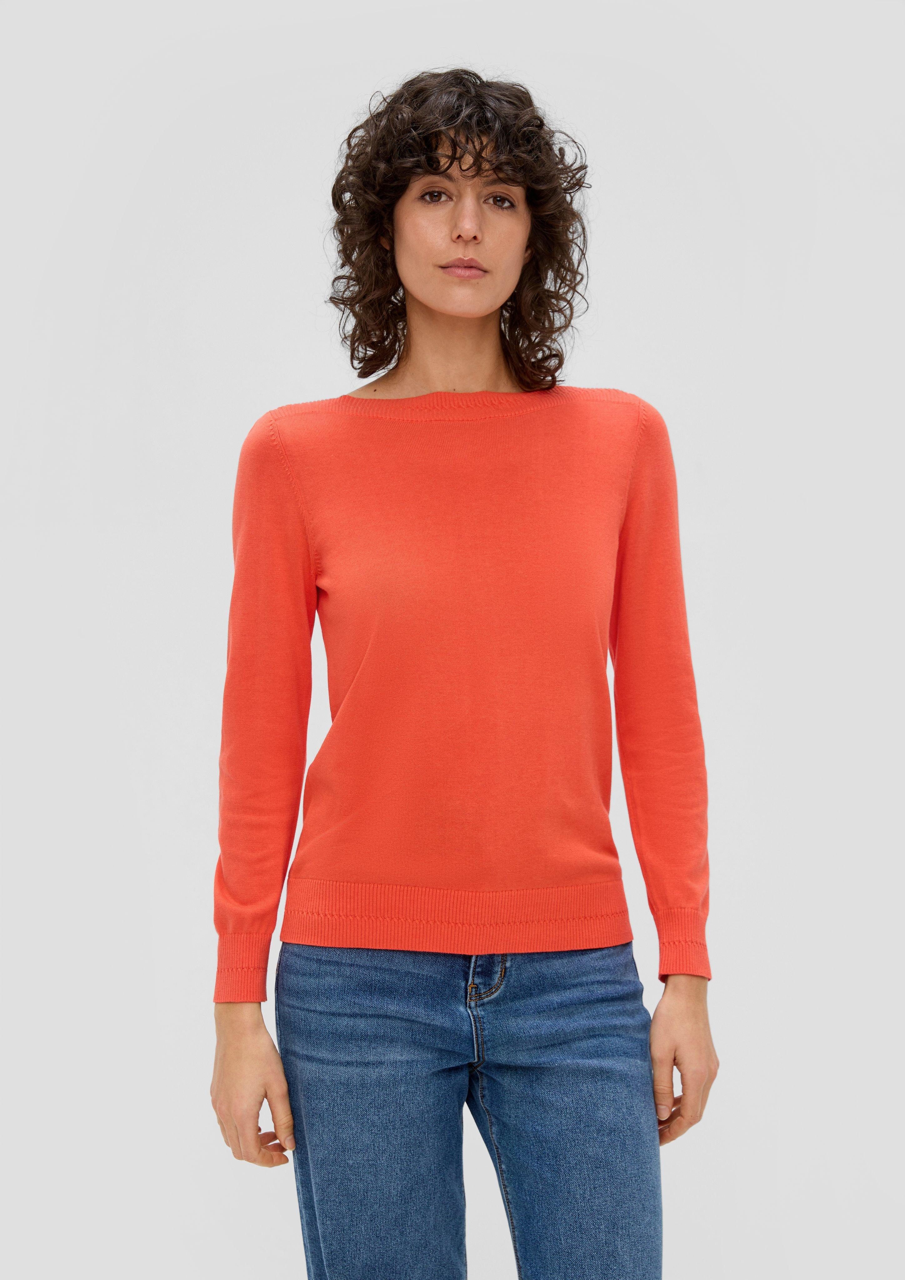 Strickpullover Longsleeve mit U-Boot-Ausschnitt