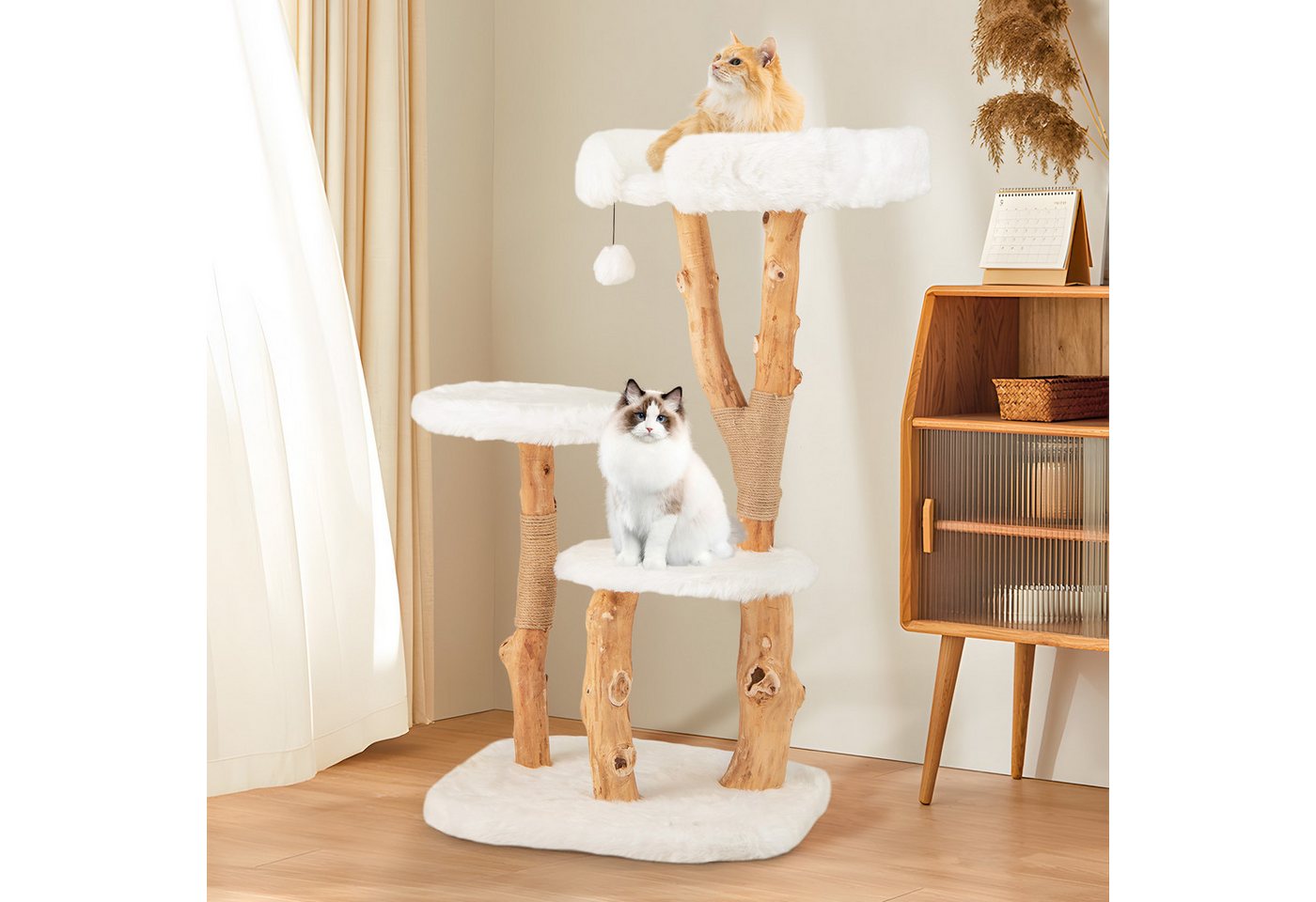 Thumbnail - KOMFOTTEU Kratzbaum, -stöckiger Katzenbaum mit 2 runden Sprungplattformen