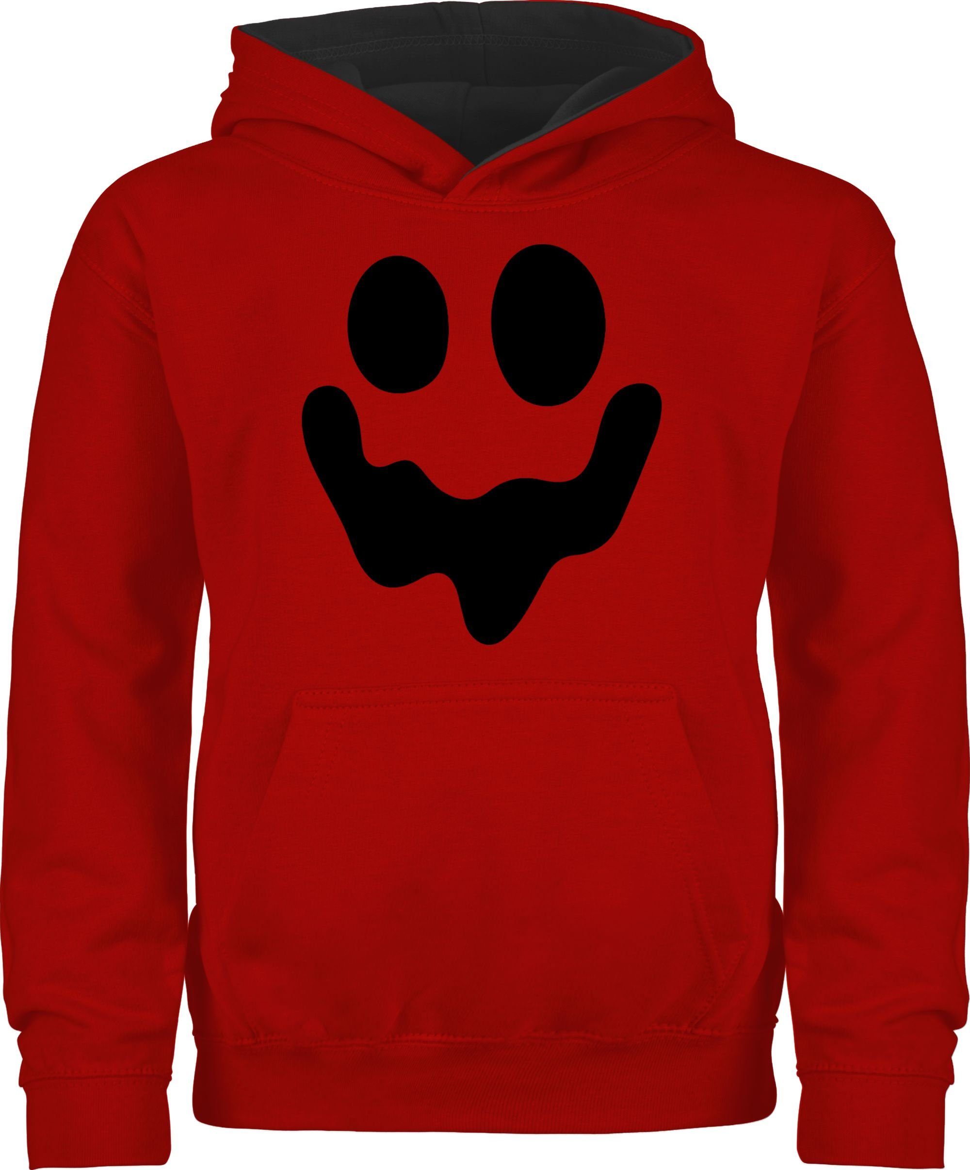 3 Gruselig Hoodie Einfach Spuk Halloween Gespenst Rot/Schwarz für Shirtracer Geist Kostüme Kinder