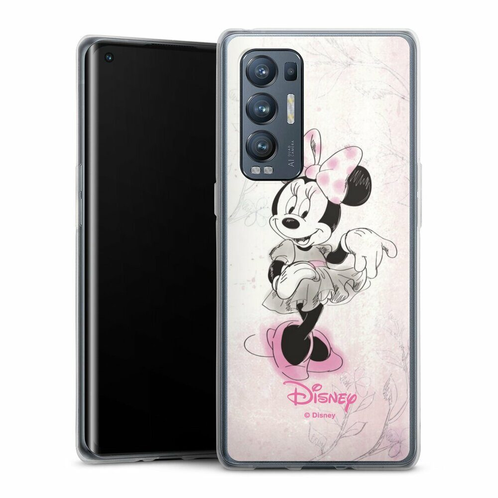 DeinDesign Handyhülle Minnie Mouse Disney Vintage Minnie Watercolor, Oppo Find X3 Neo Silikon Hülle Bumper Case Handy Schutzhülle