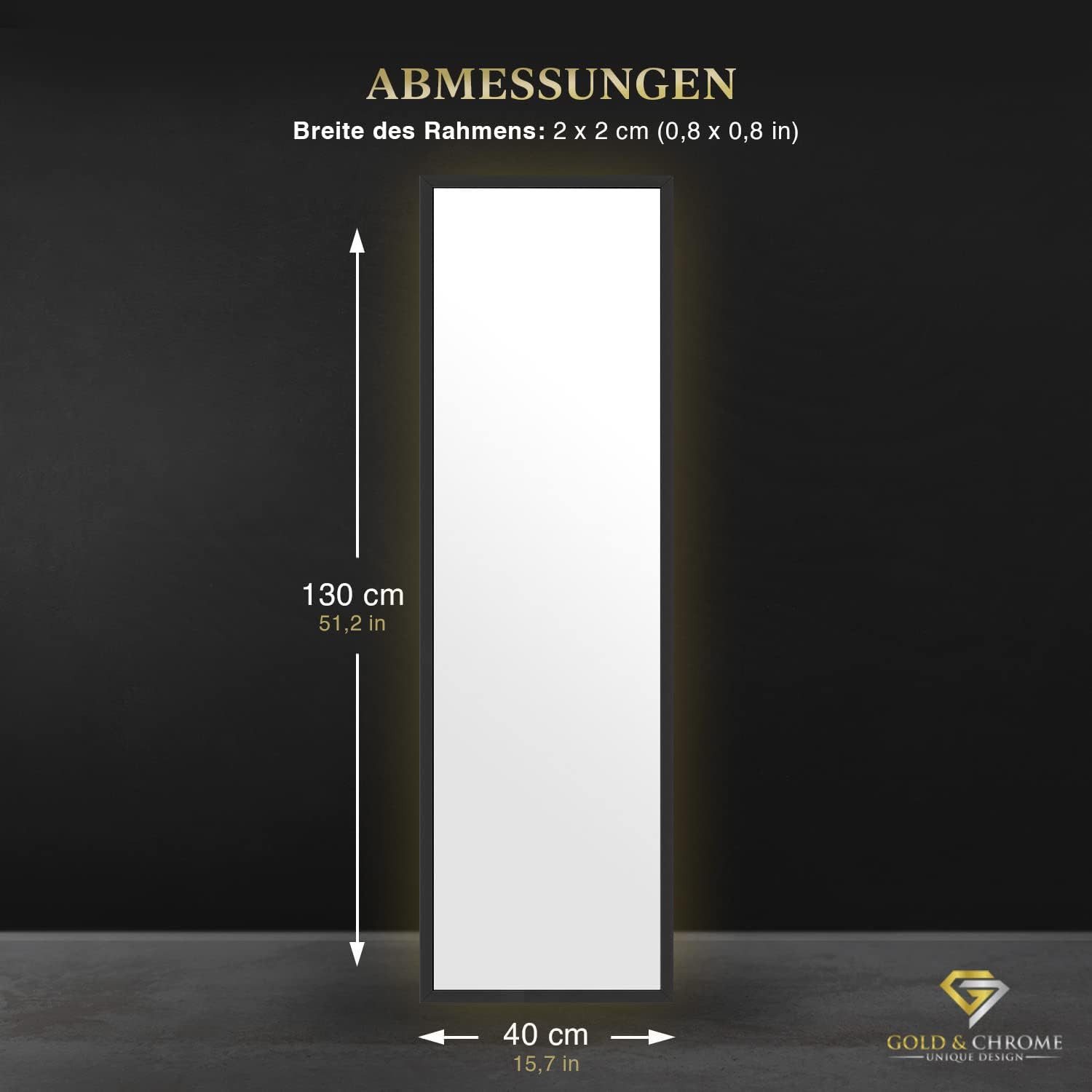 GOLD&CHROME UNIQUE DESIGN Spiegel Wandspiegel Groß Rechteckig mit pulverbes günstig online kaufen